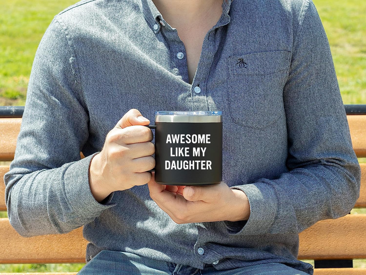 Edizzone Funny Mug for Dads Fathers Day Gift from Daughter Wife (Awesome Like My Daughter) Dad Gifts, Best Dad Birthday Gift - C