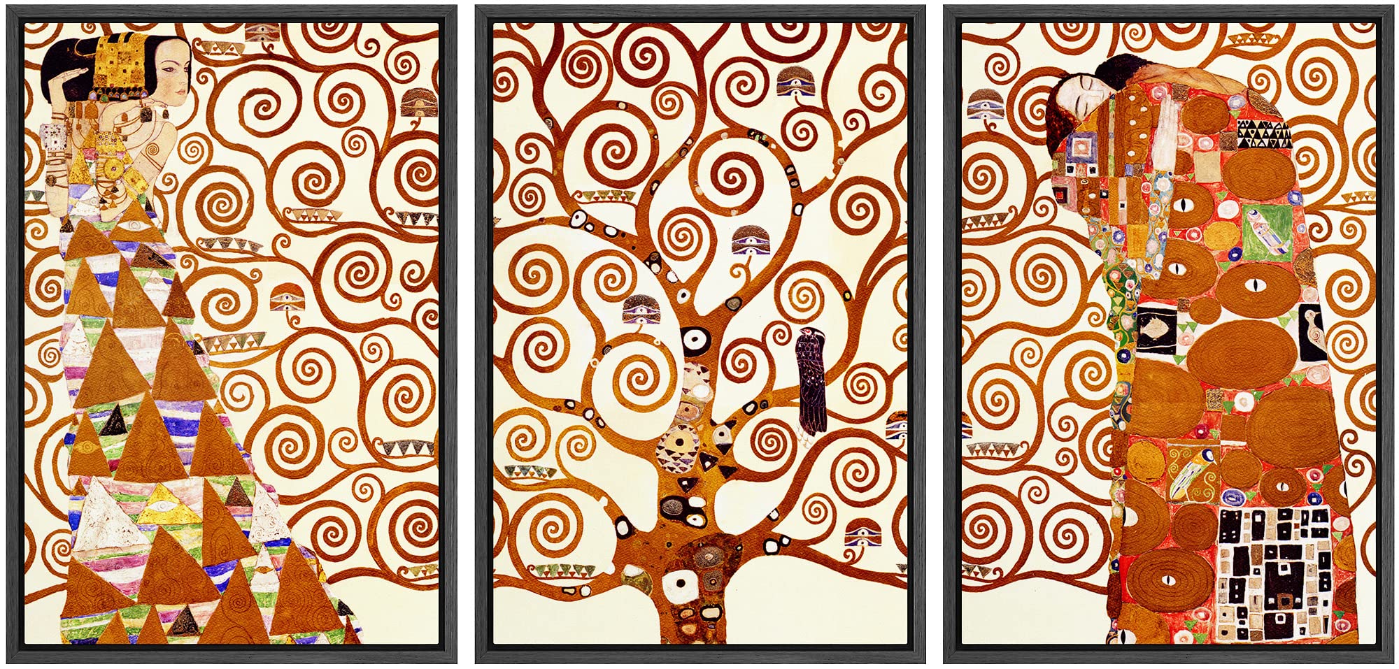 Wall26 Framed Canvas Print Wall Art Set Tree Of Life By Gustav Klimt Cultural Historic Oil Painting Fine Art Reproduction Scenic