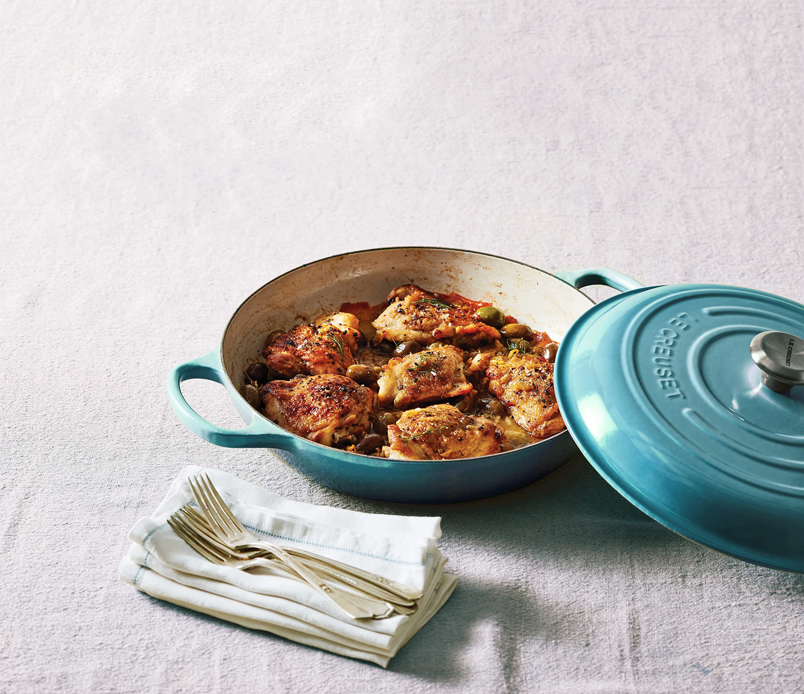 Le Creuset Enameled Cast Iron Signature Braiser, 3.5 Qt., Caribbean
