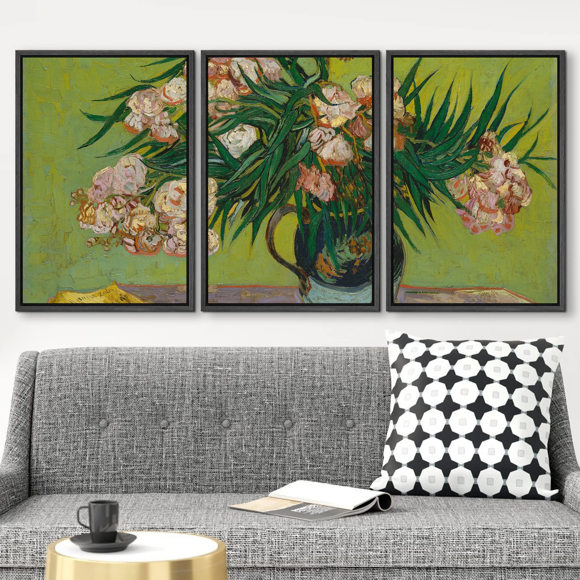 Wall26 Framed Canvas Print Wall Art Set Oleander Flowers Vincent Van Gogh Classical Illustrations Fine Art Decorative Historic F