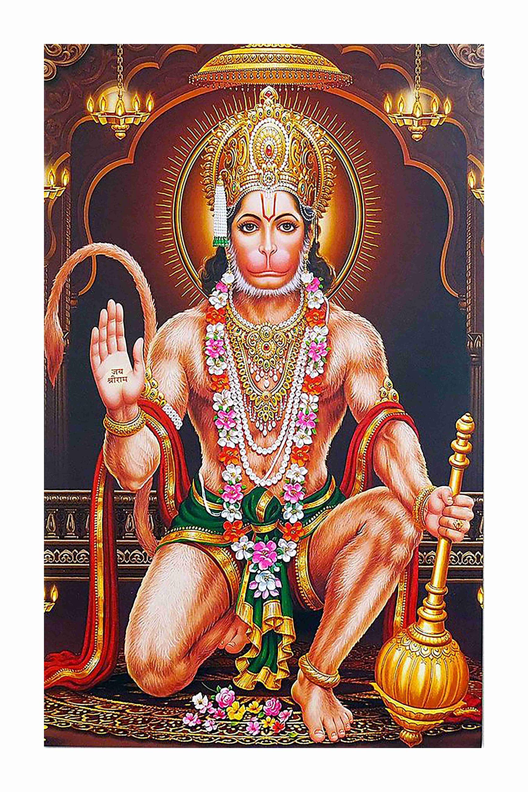 Baldau Prints God Hanuman Ji Religious Wall Poster For Room (Gloss Laminated, 12X18 Inch, 300 Gsm) F-385