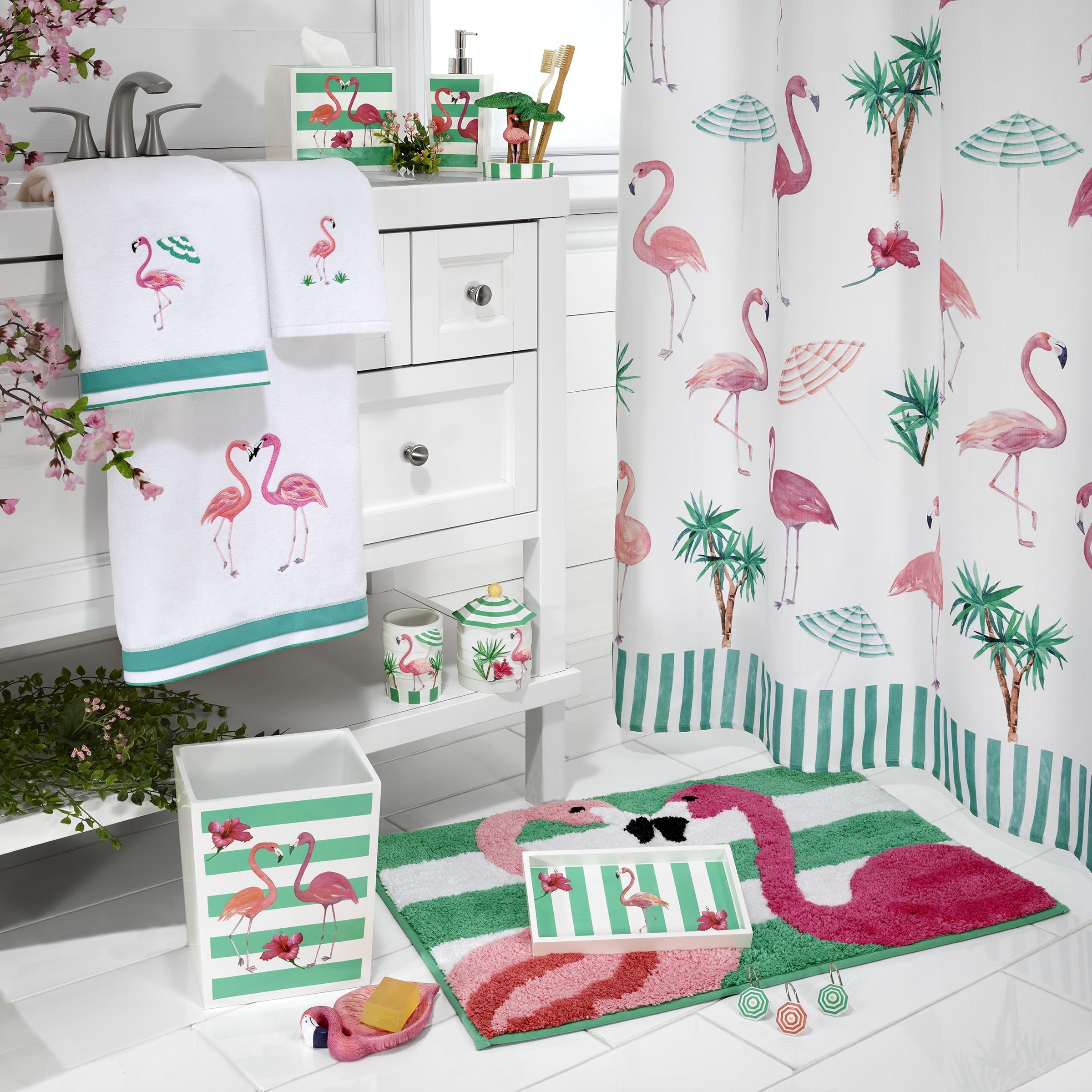 Avanti Linens - Lotion Pump/Soap Dispenser, Multipurpose Bathroom Accessories, Stylish Home Decor (Flamingo Paradise Collection)