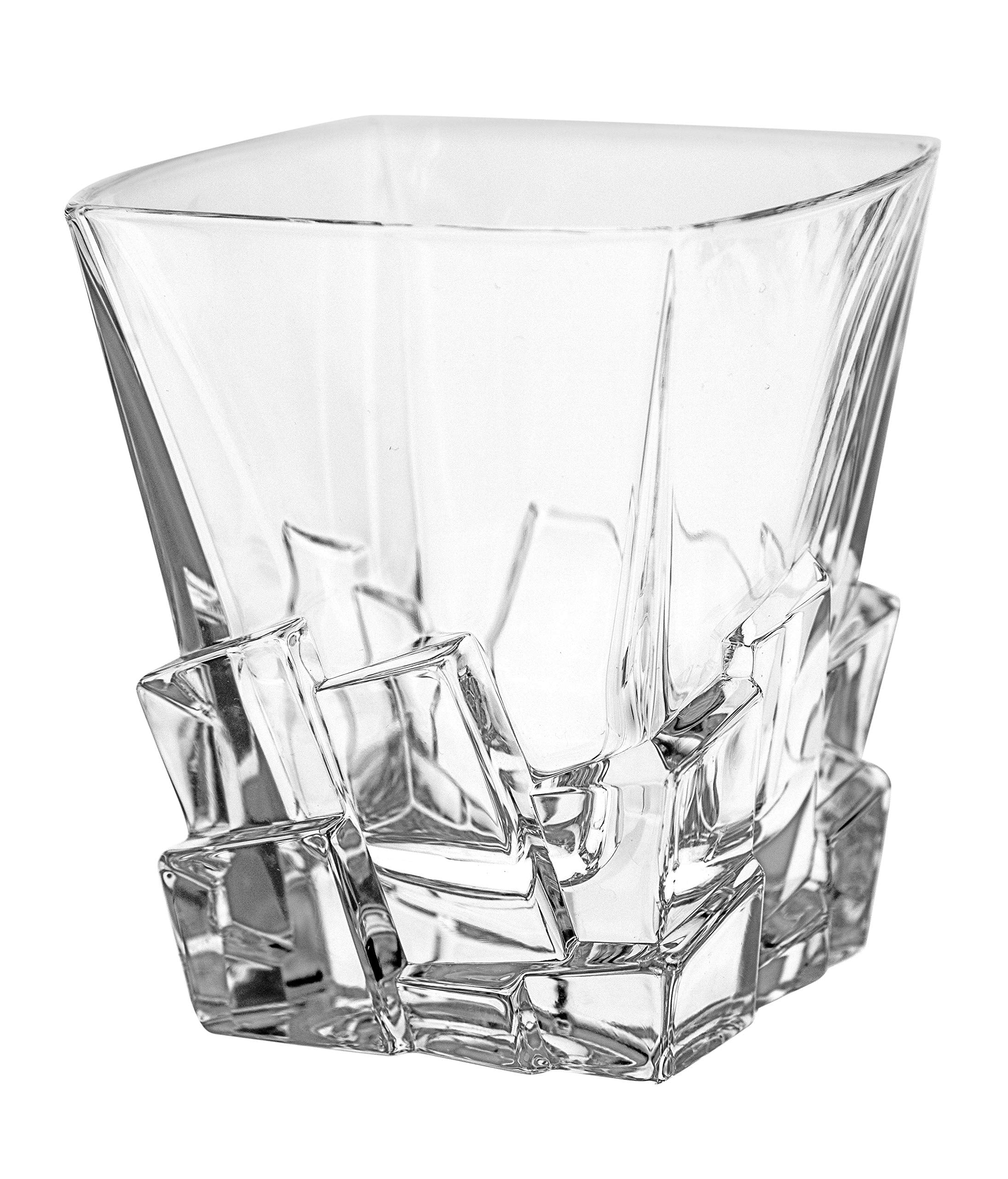 Barski - European Quality Glass - Crystal - Set Of 6 - Square Shaped - Double Old Fashioned Tumblers - Dof - 11.7 Oz. - With Ice
