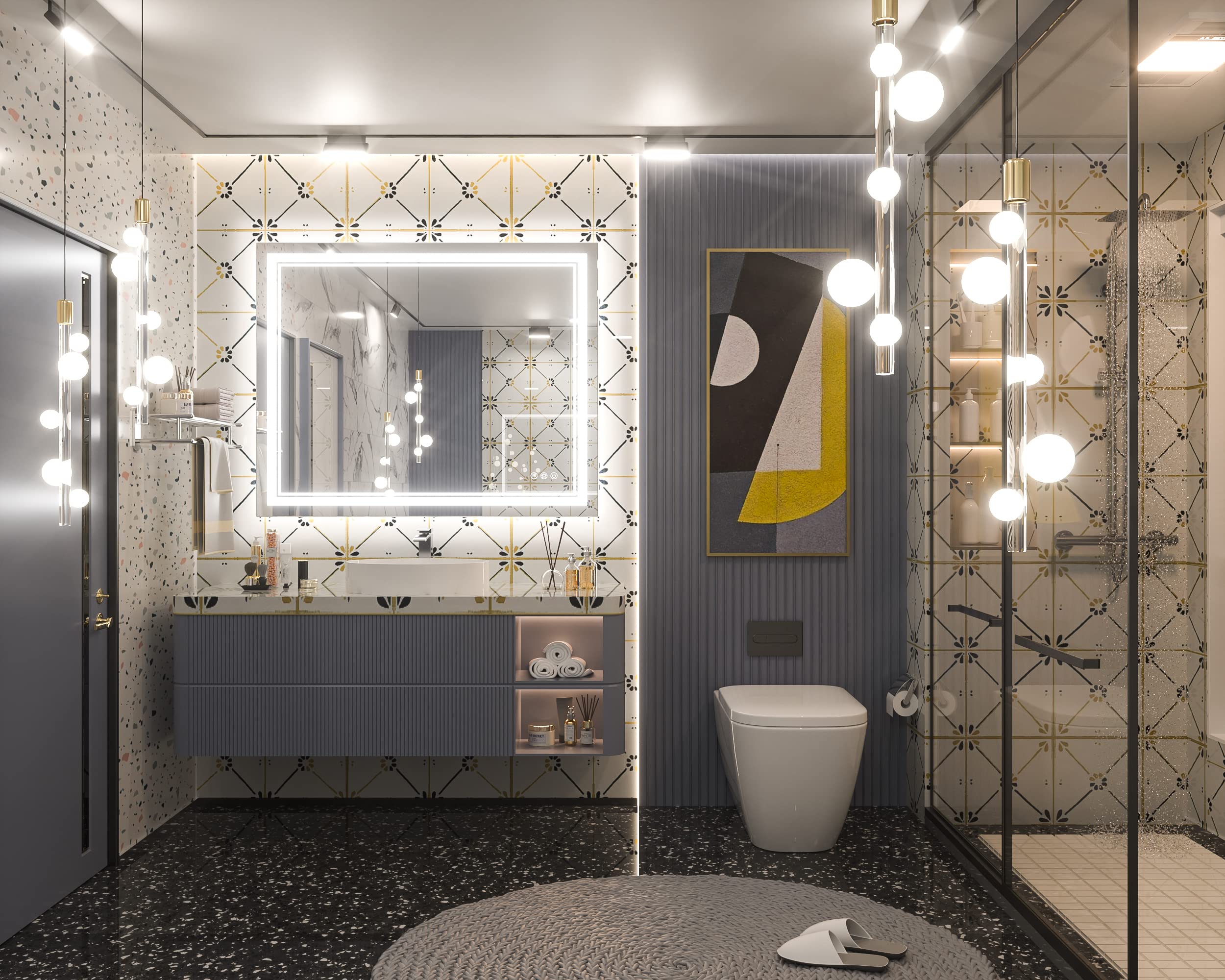 Keonjinn Led Bathroom Mirror 40    X 32    With Frontlit And Backlit, Stepless 3 Colors Temperature & Dimmable Wall Mirror, Ul L