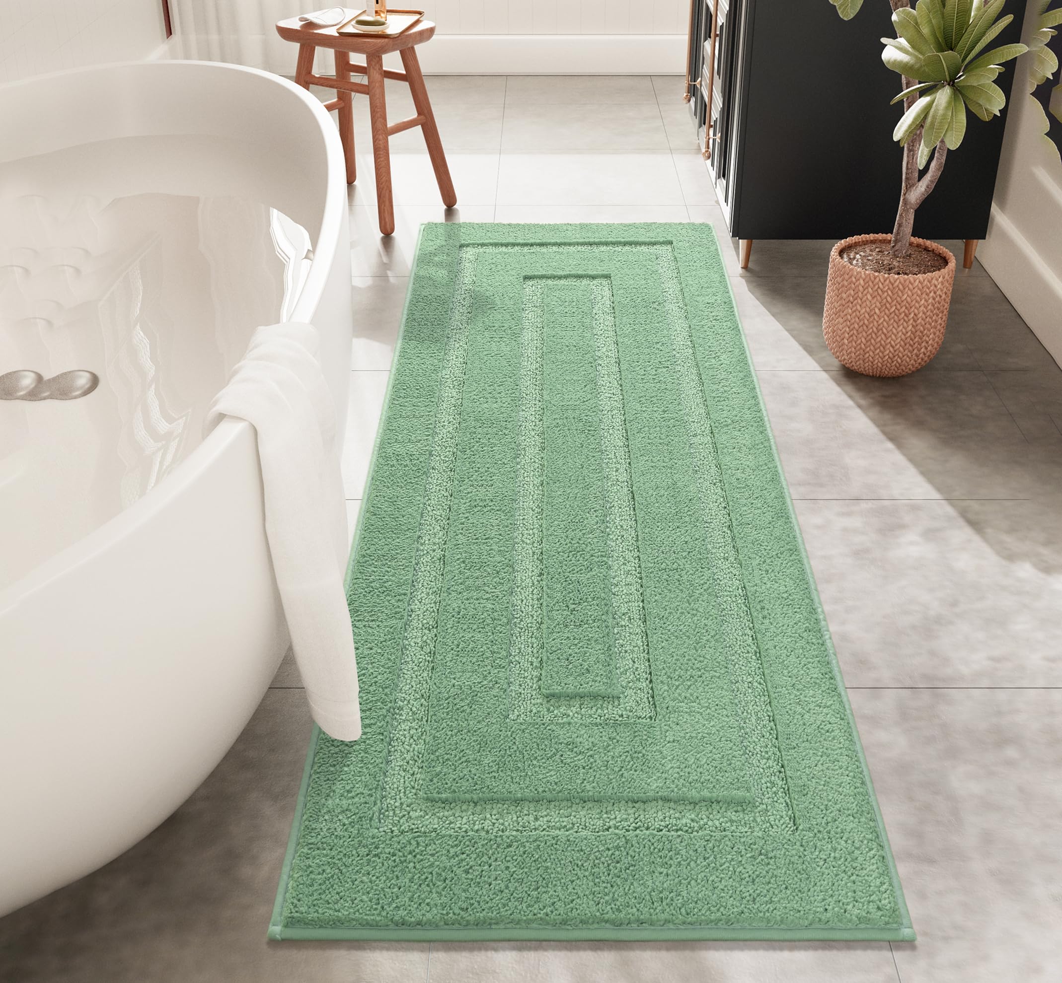 Homore 24X60 Inch Bathroom Rug, Tpr Backing Non Slip Long Bathroom Runner Rug, Thick Soft And Absorbent Microfiber Bath Runner R