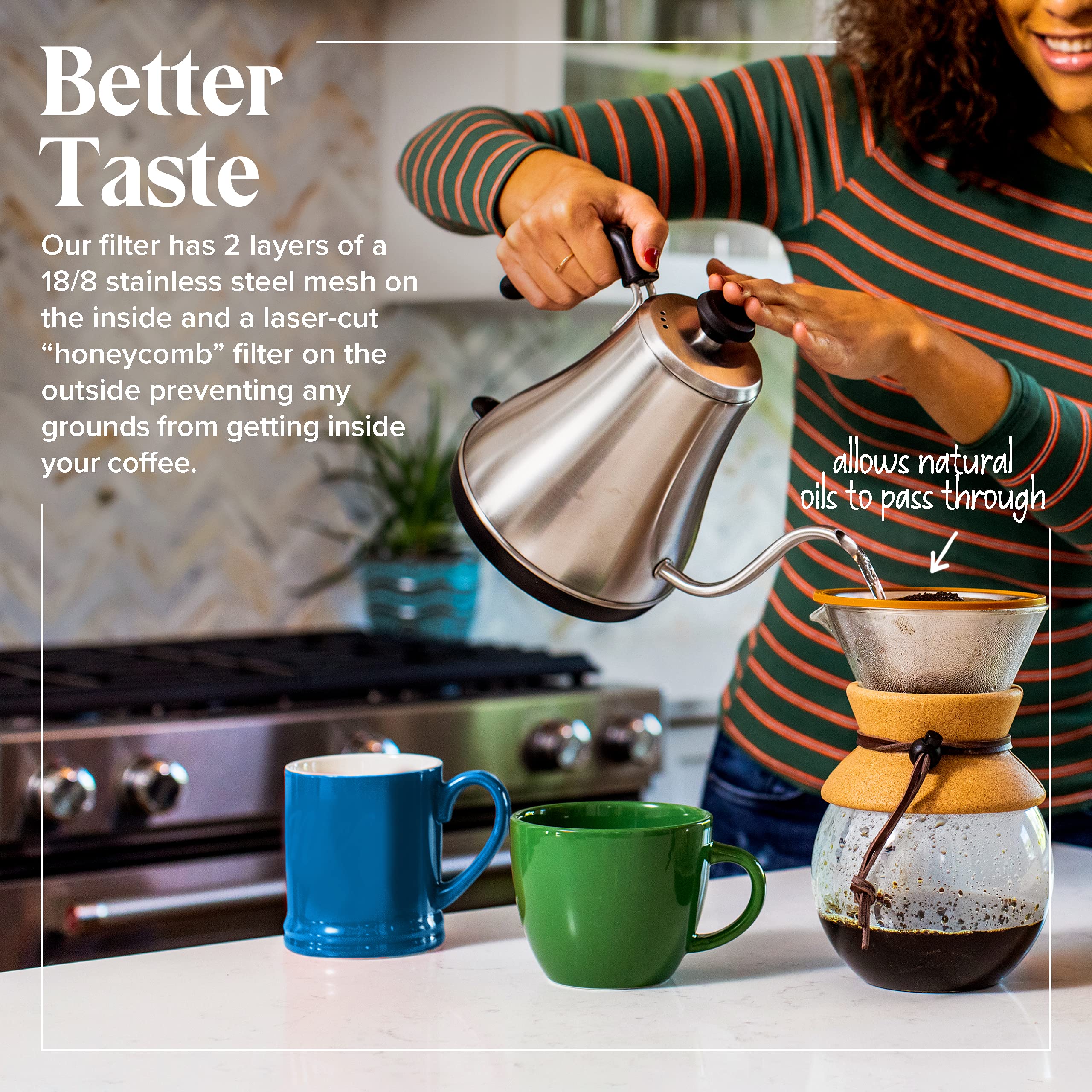 Willow & Everett Pour Over Coffee Dripper - Reusable Drip Cone Filter & Strainer - Paperless Filters