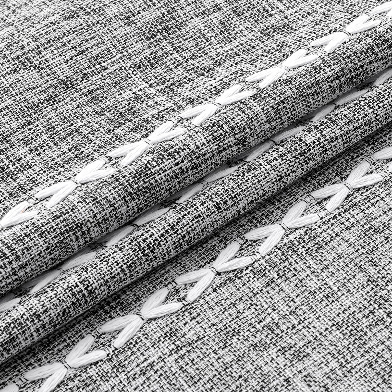 Mitovilla Dark Grey Boho Shower Curtains For Modern Farmhouse Bathroom Decor, Country Thick Cotton Linen Fabric Shower Curtain,