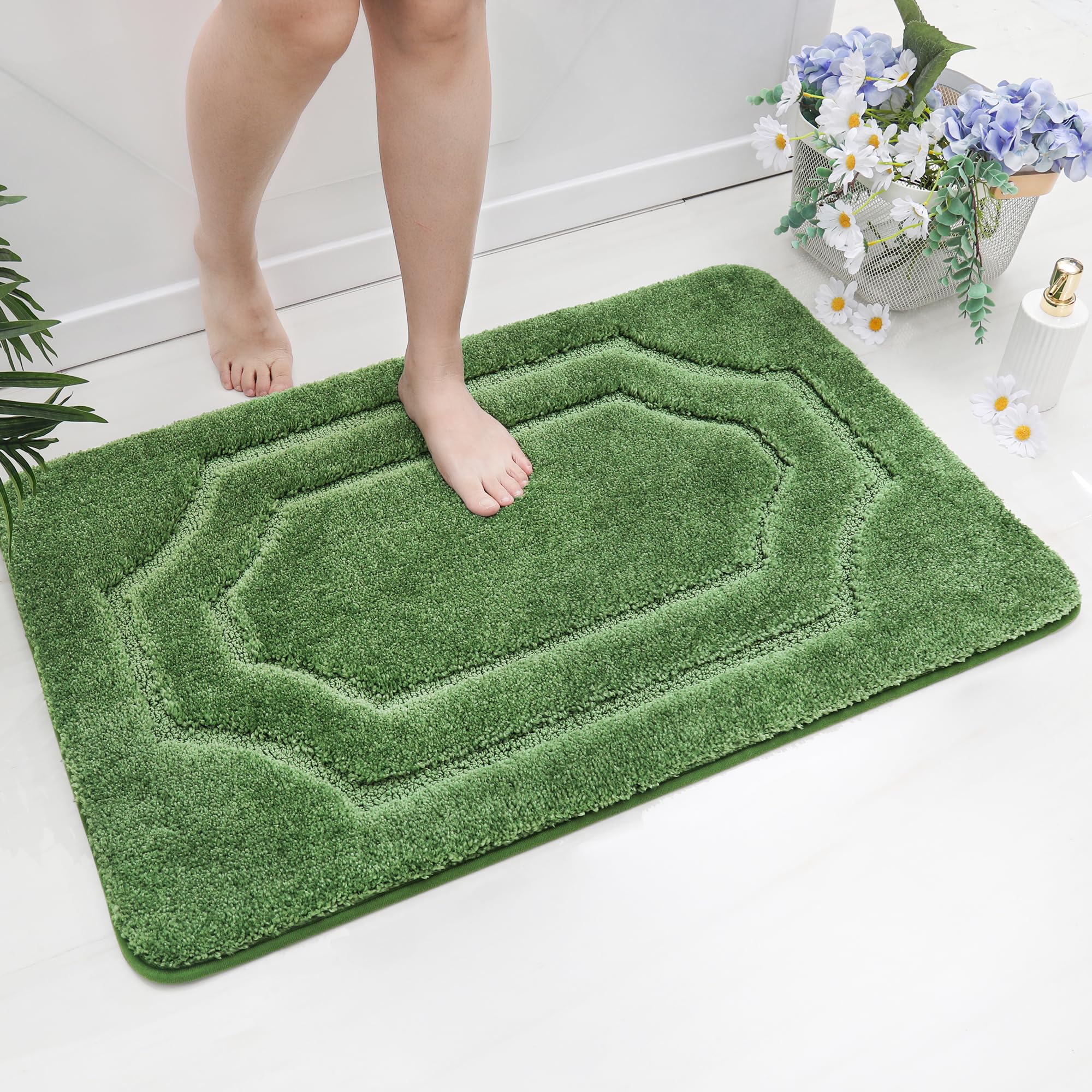 Beqhause Bathroom-Rugs-Non-Slip-Bath Mats For Bathroom Soft And Absorbent Polyester Microfiber Bath Mat Machine Washable Quick D