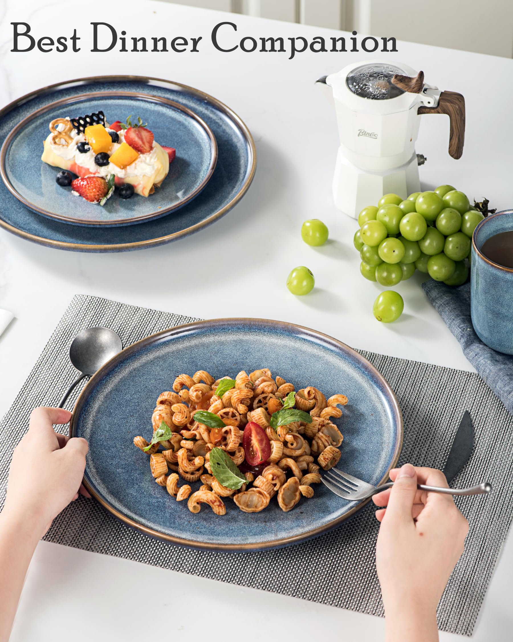 Unicasa Ceramic Large Dinner Plates - 11 Inch Dessert, Salad Plate Set Of 4 For Steak, Pasta, Dinnerware Sets, Scratch Resistant