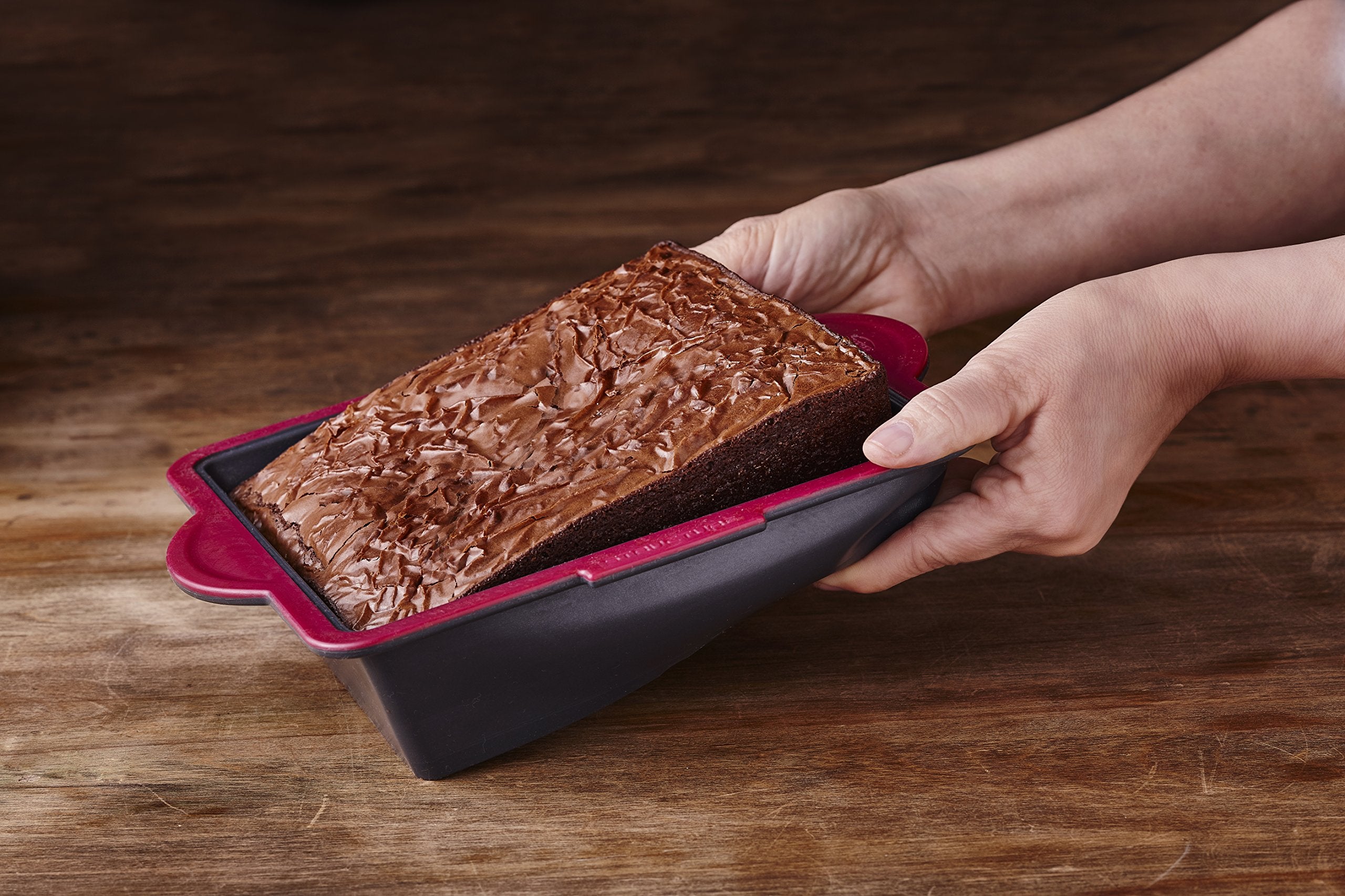 Trudeau Structure Square Novelty Cake Pans In Silicone, Grey/Pink