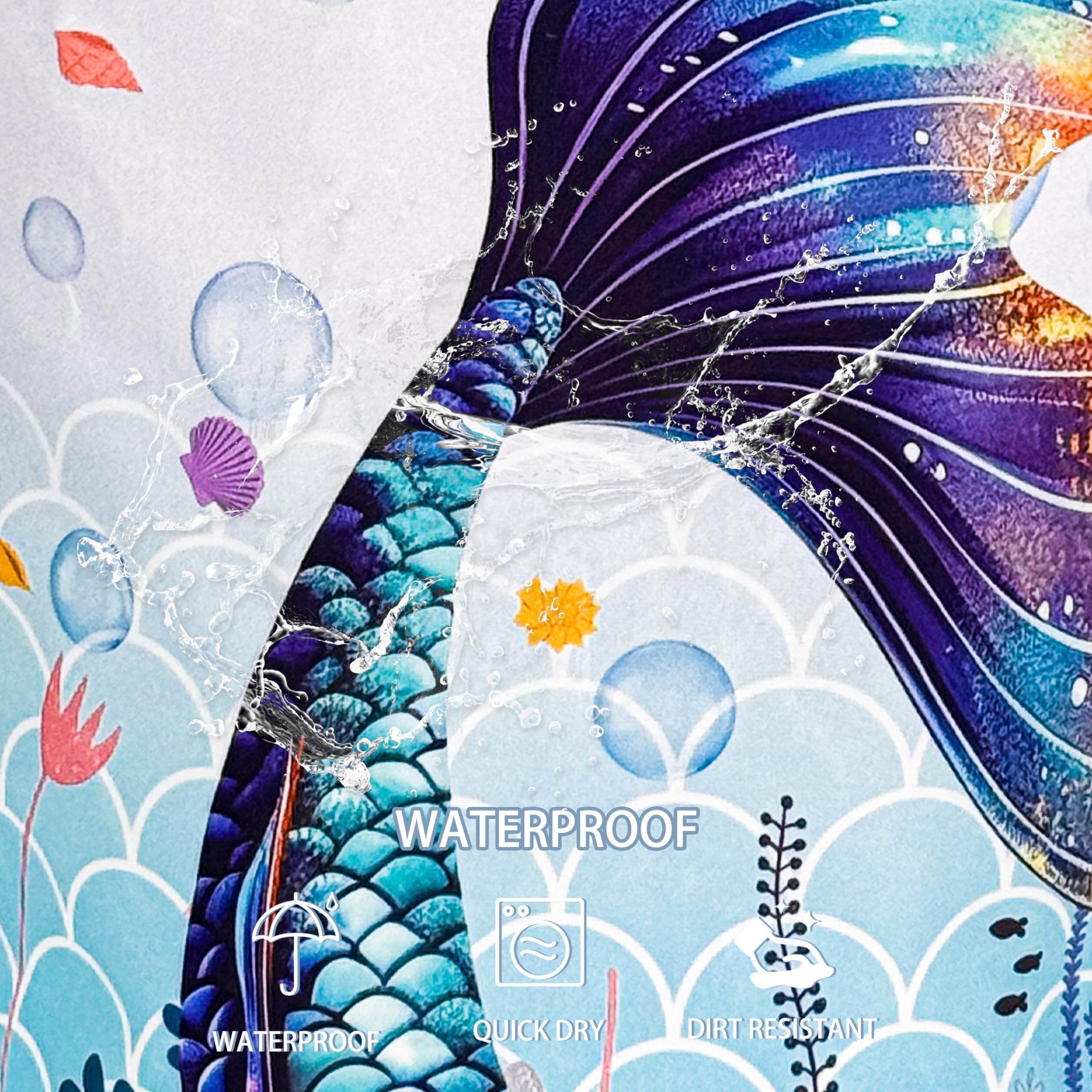Blue Purple Mermaid Tail Laundry Basket Beautiful Foldable Oxford Cloth Funny Tote Bag Laundry Hamper Clothes Storage Bucket Toy