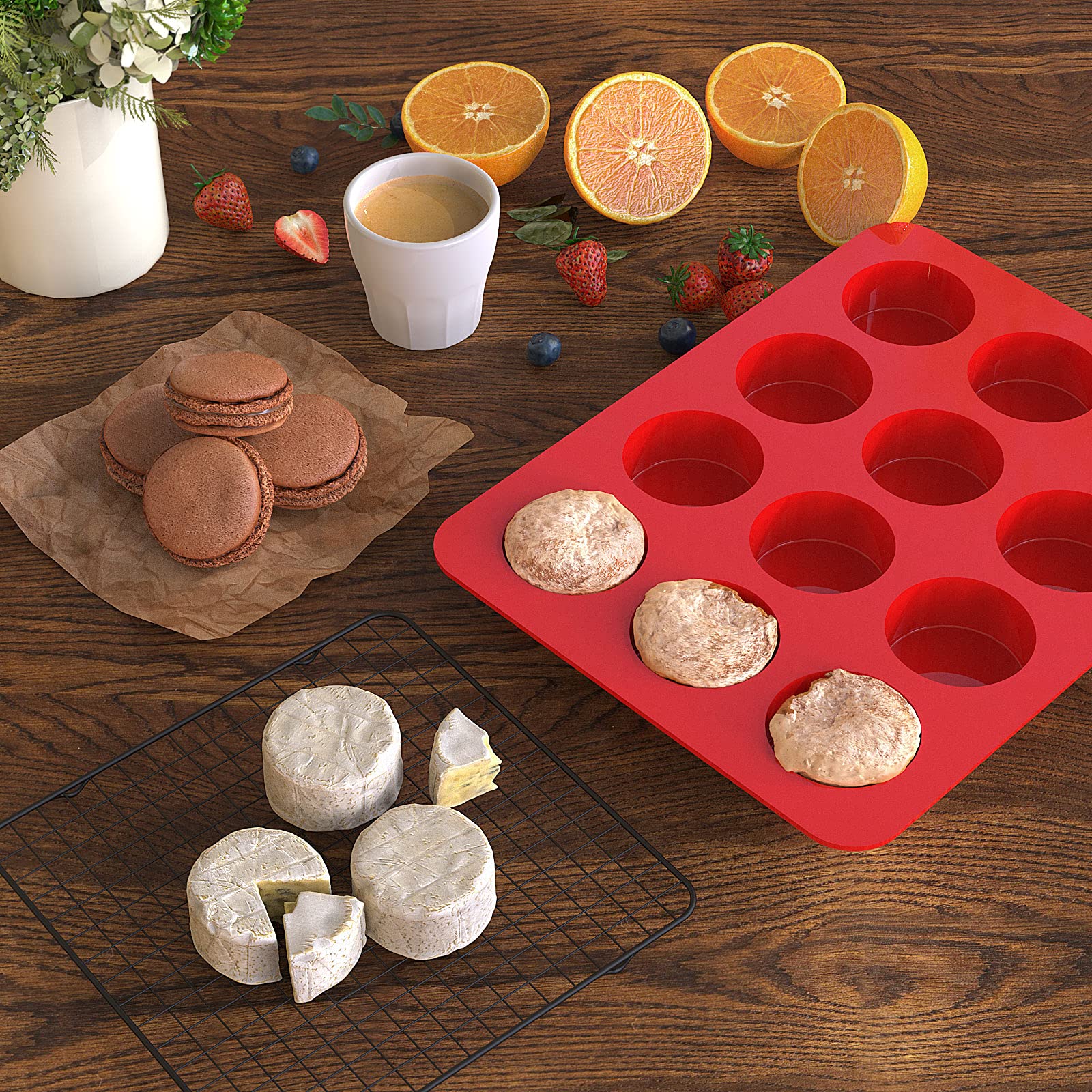 2 Inch Chocolate Covered Oreo Molds Silicone - Set Of 2-24 Cup Silivo Chocolate Cookie Molds For Baking, Round Silicone Molds Fo