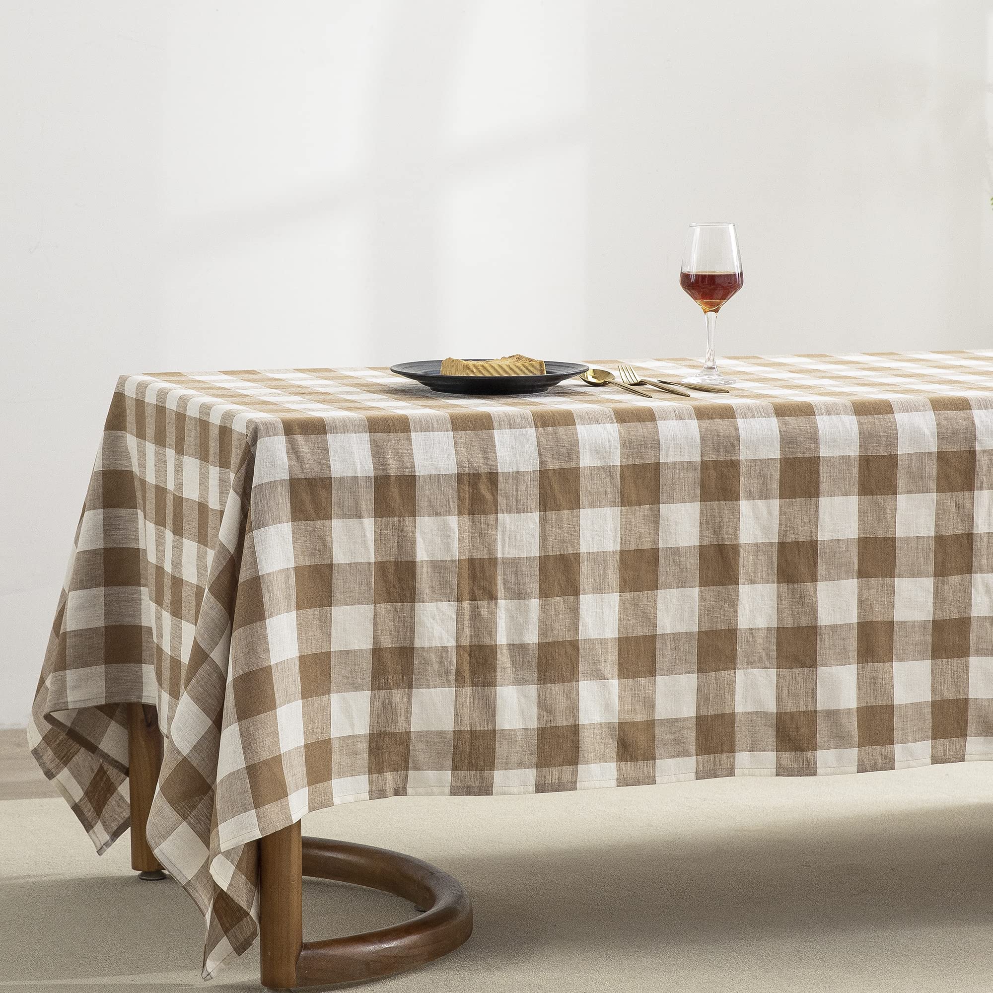 Everly 100% Yarn-Dyed Linen Rectangle Tablecloths 60X120Inches For Dining,Buffet Parties,Picnic,Events And Restaurants,Decorativ
