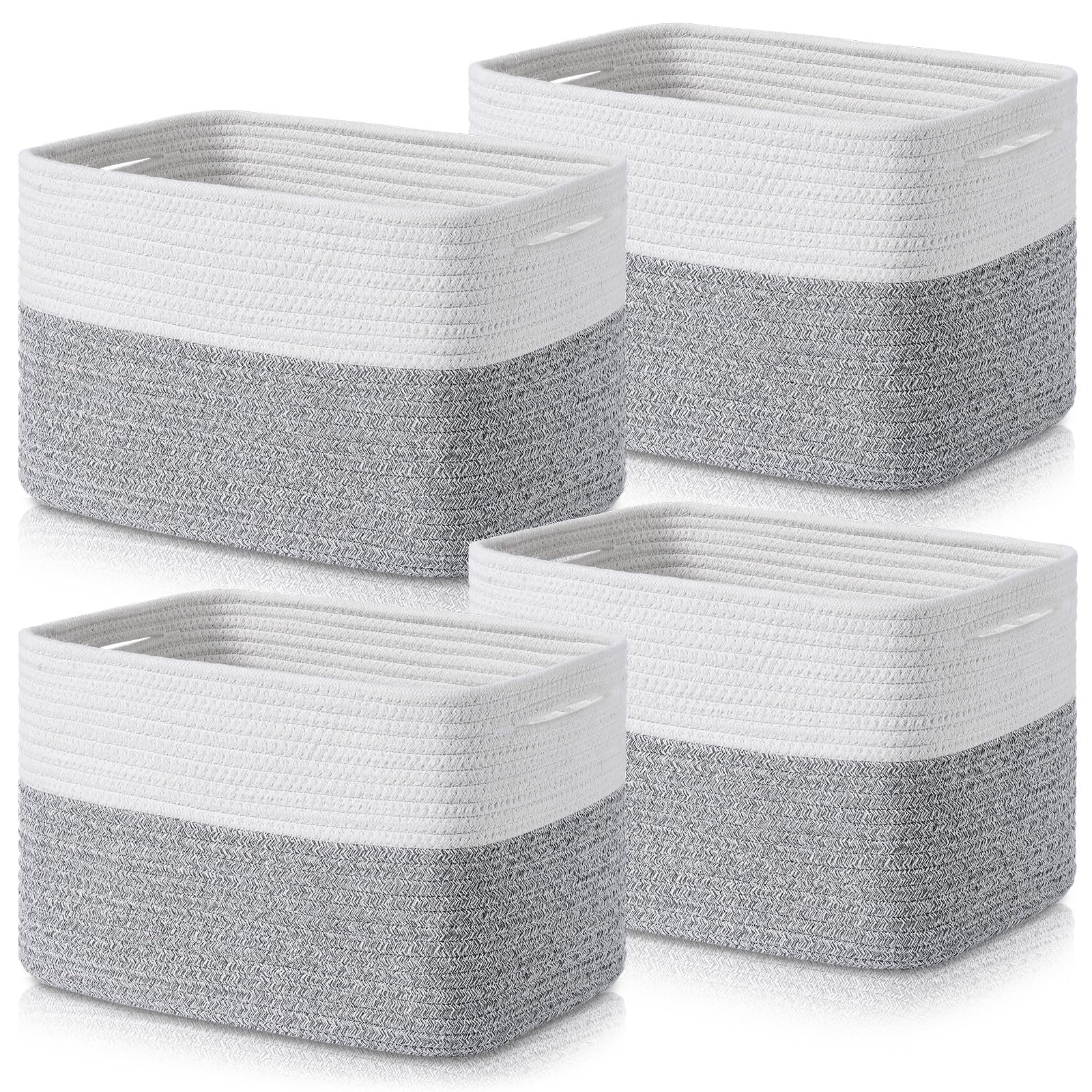 Homsorout Storage Basket Cube Bins - Woven Baskets For Storage, 12   X10   X9    Decorative Storage Baskets, Cotton Rope Cube Or