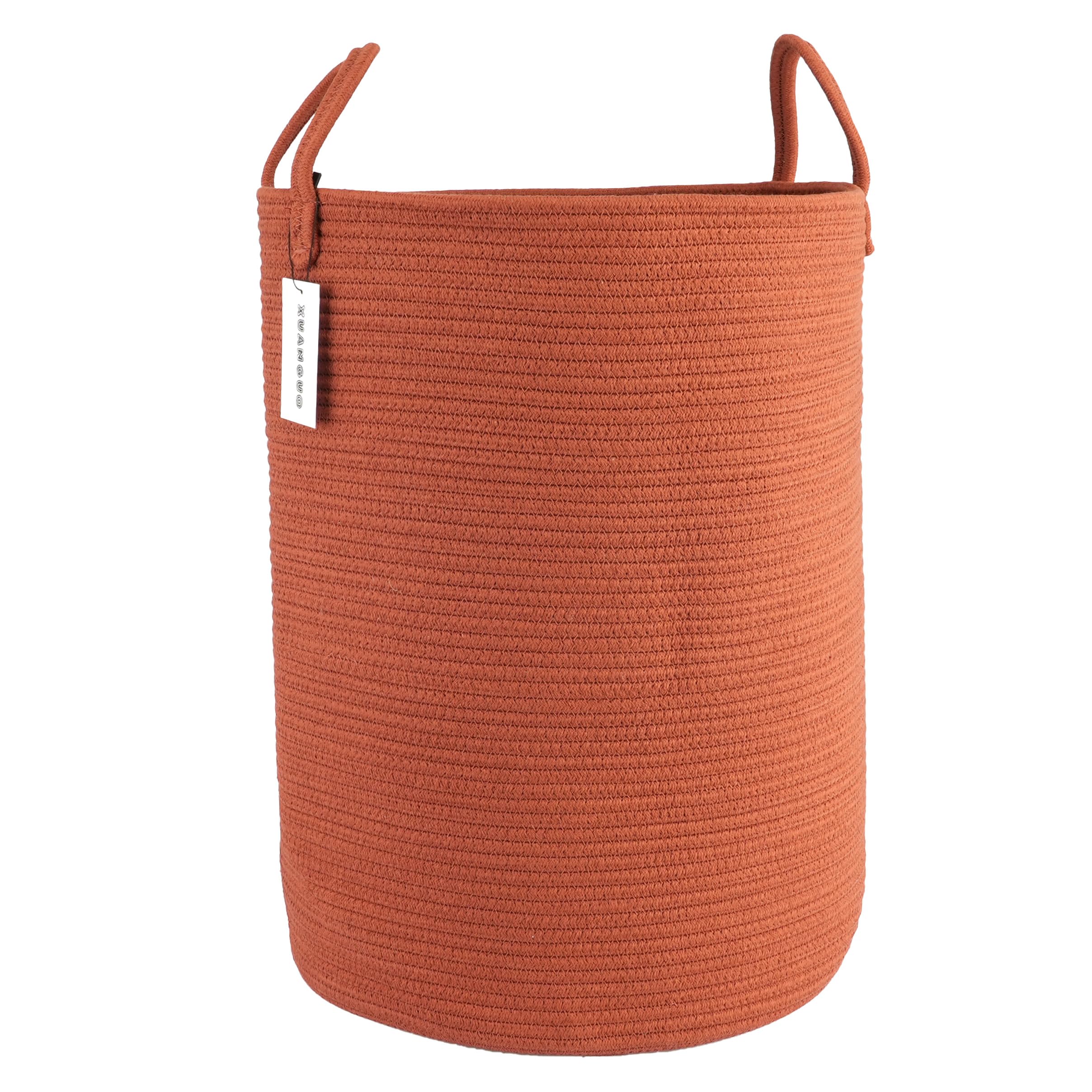 Xuanguo Cotton Rope Laundry Basket Hamper For Clothes Woven Storage Basket For Living Room Bedroom Boho Tall Rope Baskets For Bl