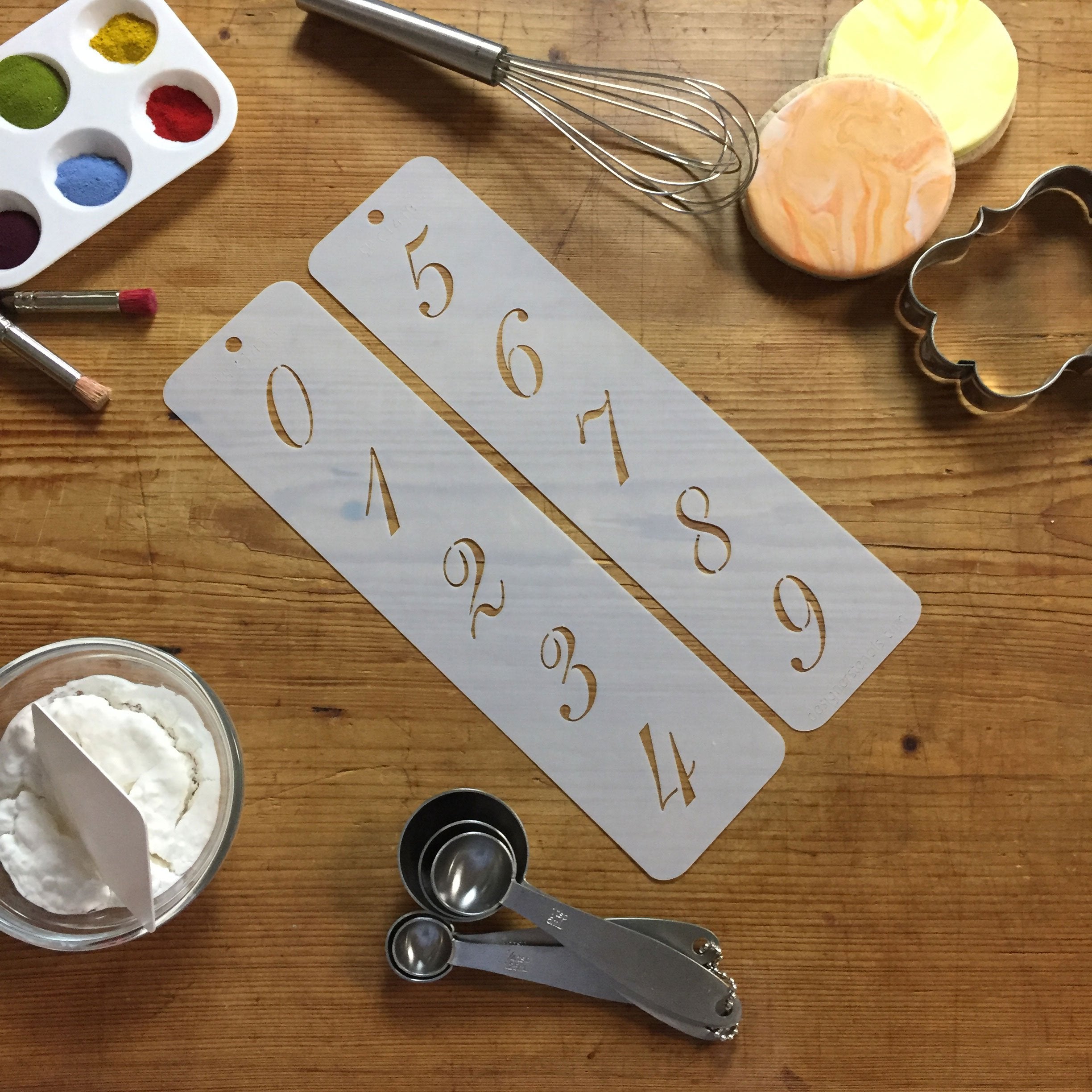 Designer Stencils 1.25 Inch Script Numbers Cake Stencils, Beige/Semi-Transparent