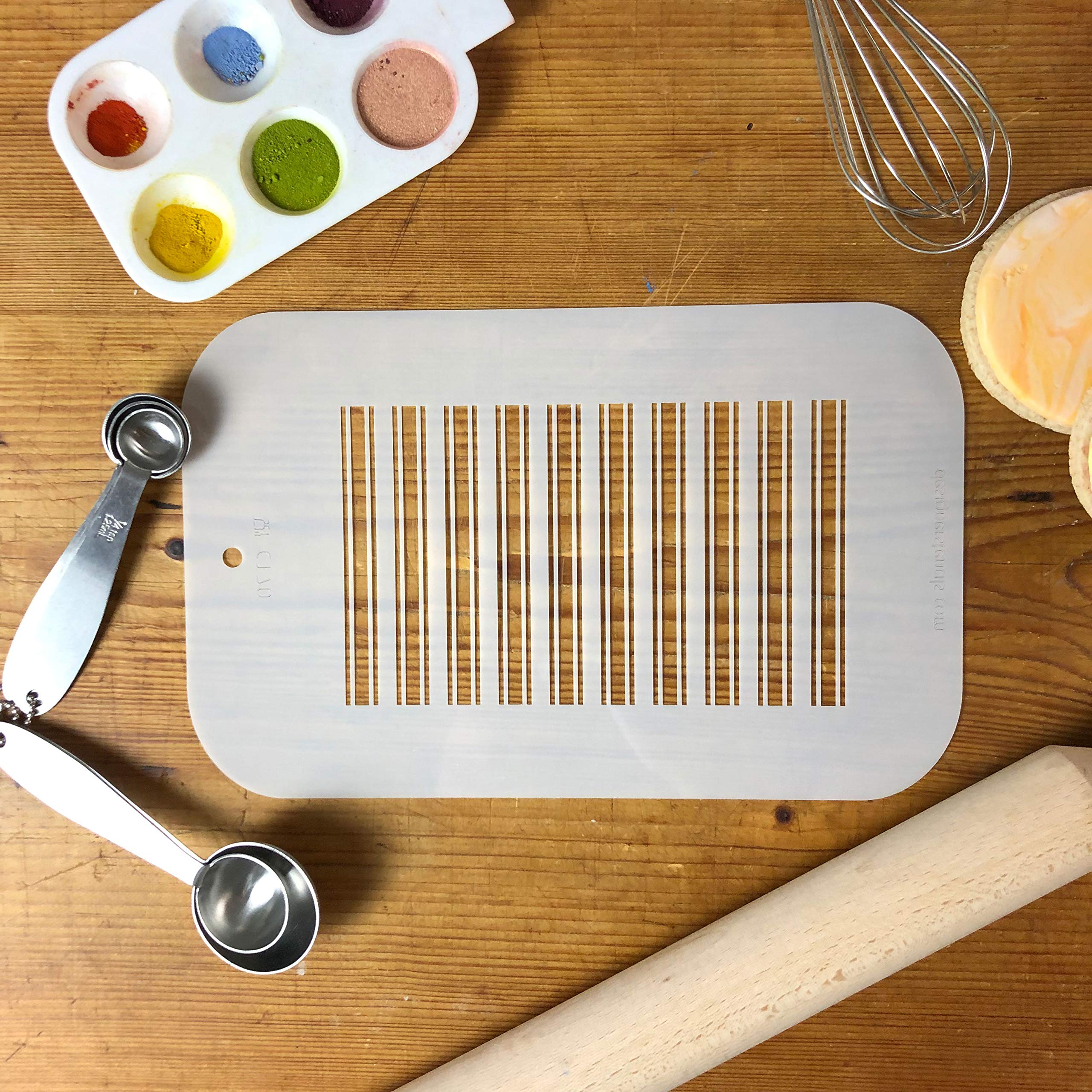 Designer Stencils Small Stripe Cake Stencil, Beige/Semi-Transparent