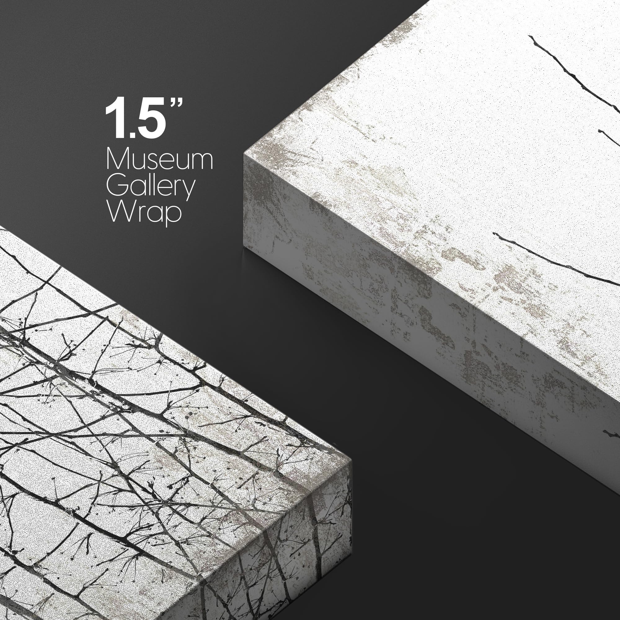 Wall26 Canvas Print Wall Art Black & White Forest Trees With Grunge Background Floral Nature Illustrations Modern Art Rustic Dra