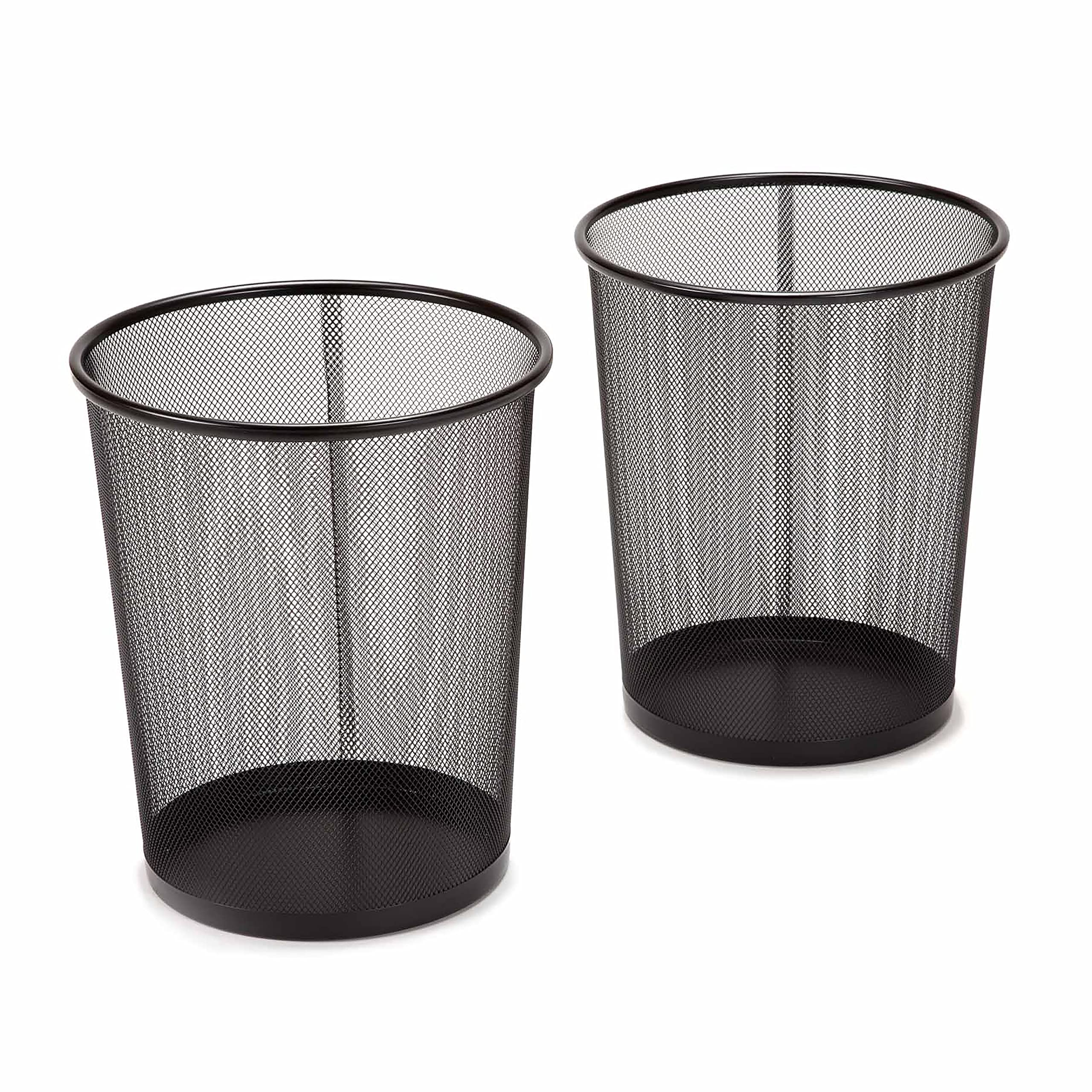 Seville Classics 2-Pack Steel Mesh Round Trashcan Wastebasket For Trash Or Recycle In The Home, Office, Or Garage, Black, 6 Gall