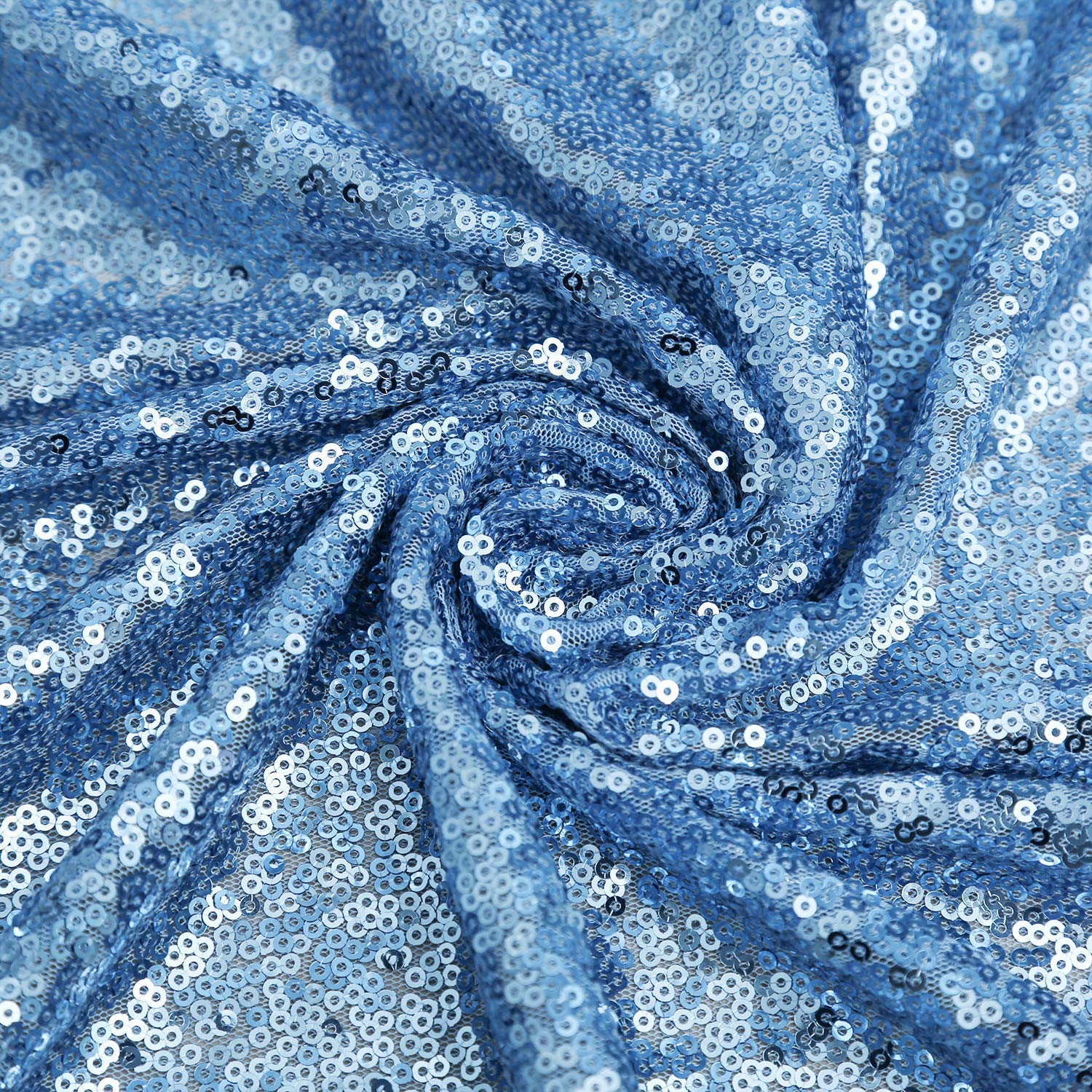 Queendream Baby Blue Sequin Tablecloth 90X156 Inch Glitter Table Cloth For Baby Shower Birthday Party Decorations