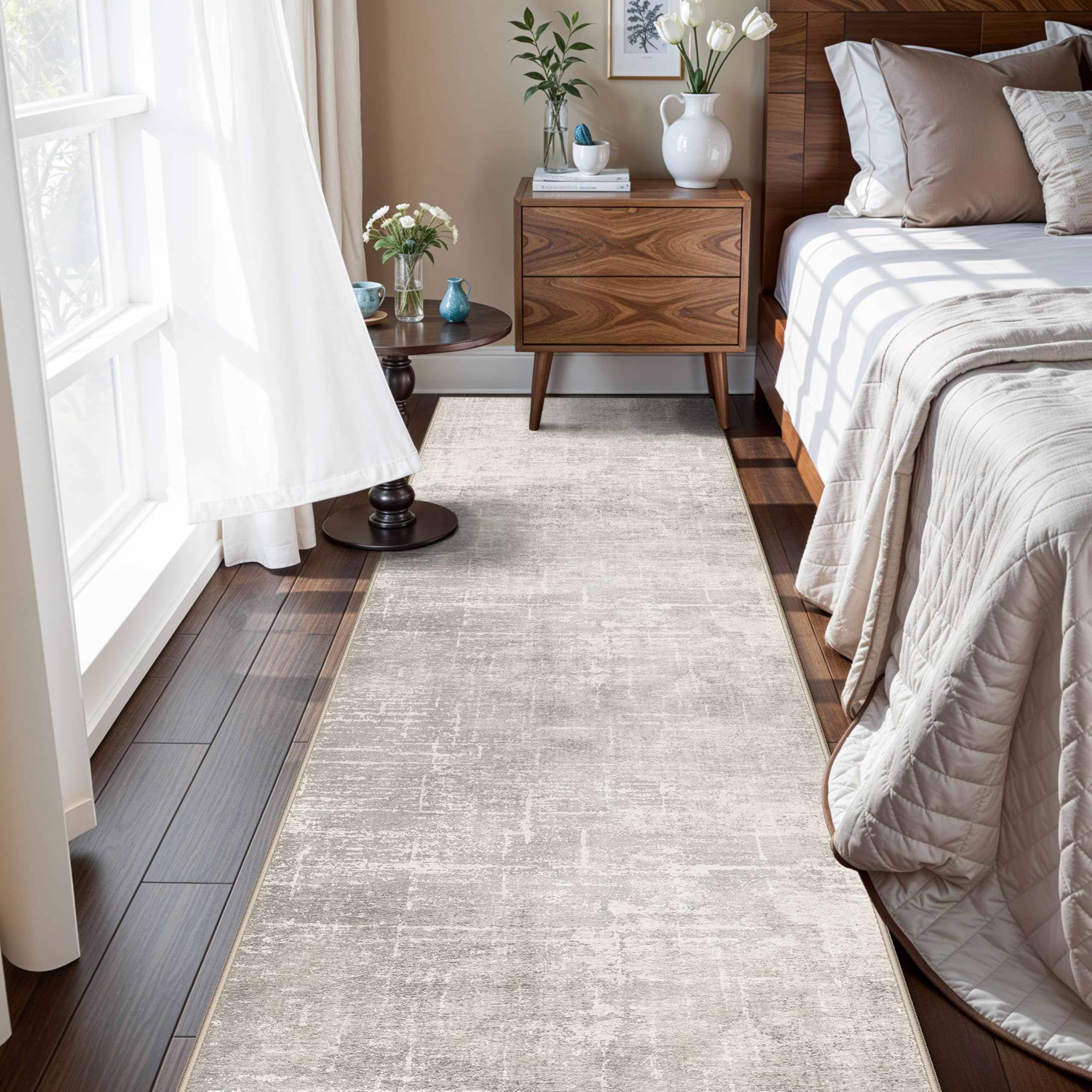 Hallway 2x8 Washable Runner Rug: Abstract Stain Resistant Entryway Kitchen Area Rugs Farmhouse Soft Bathroom Bedroom Print Floor