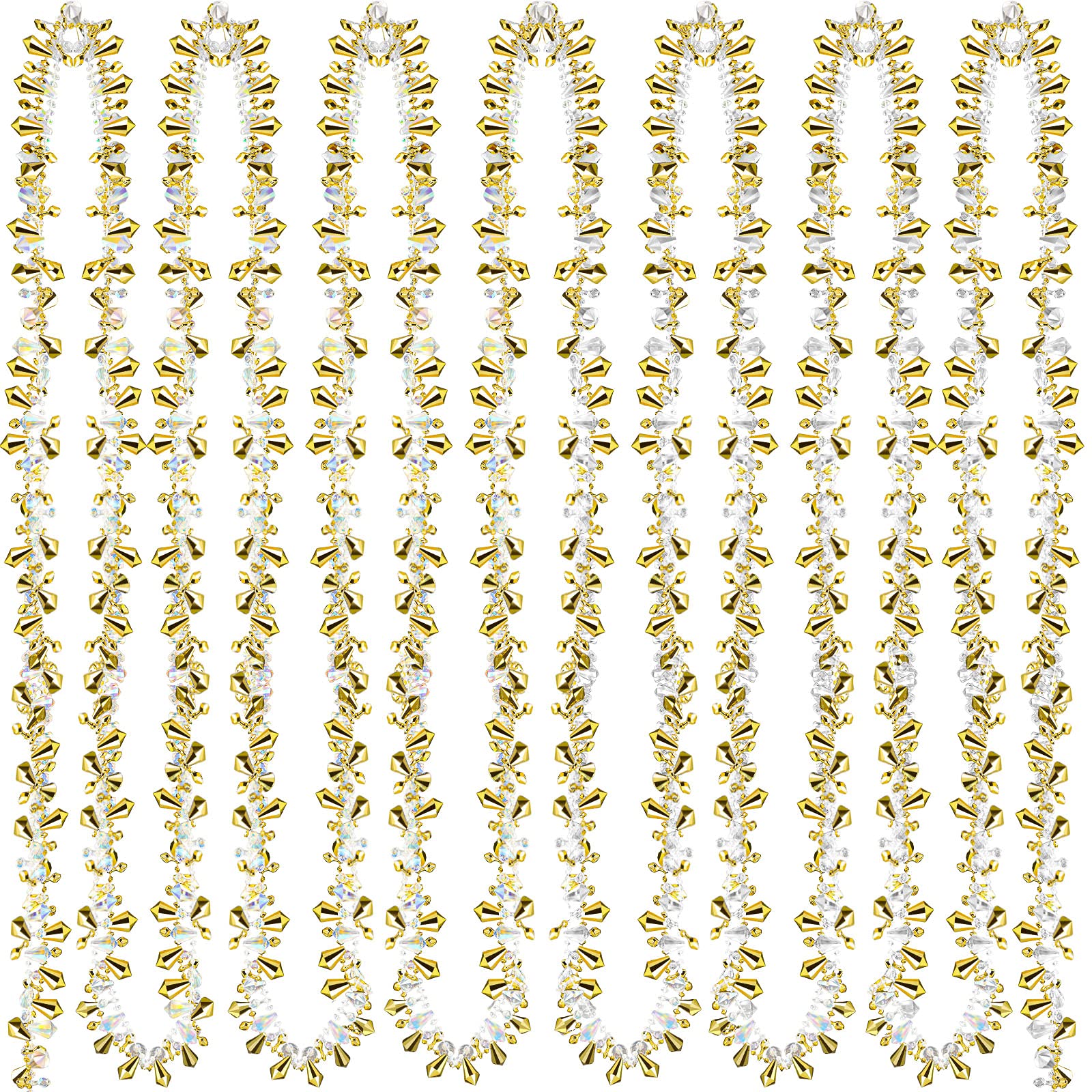 Aoriher 80 Feet 4 Rolls Christmas Tree Garland Crystal Christmas Tree Bead Garlands Christmas Clear Iridescent and Gold Bead Gar