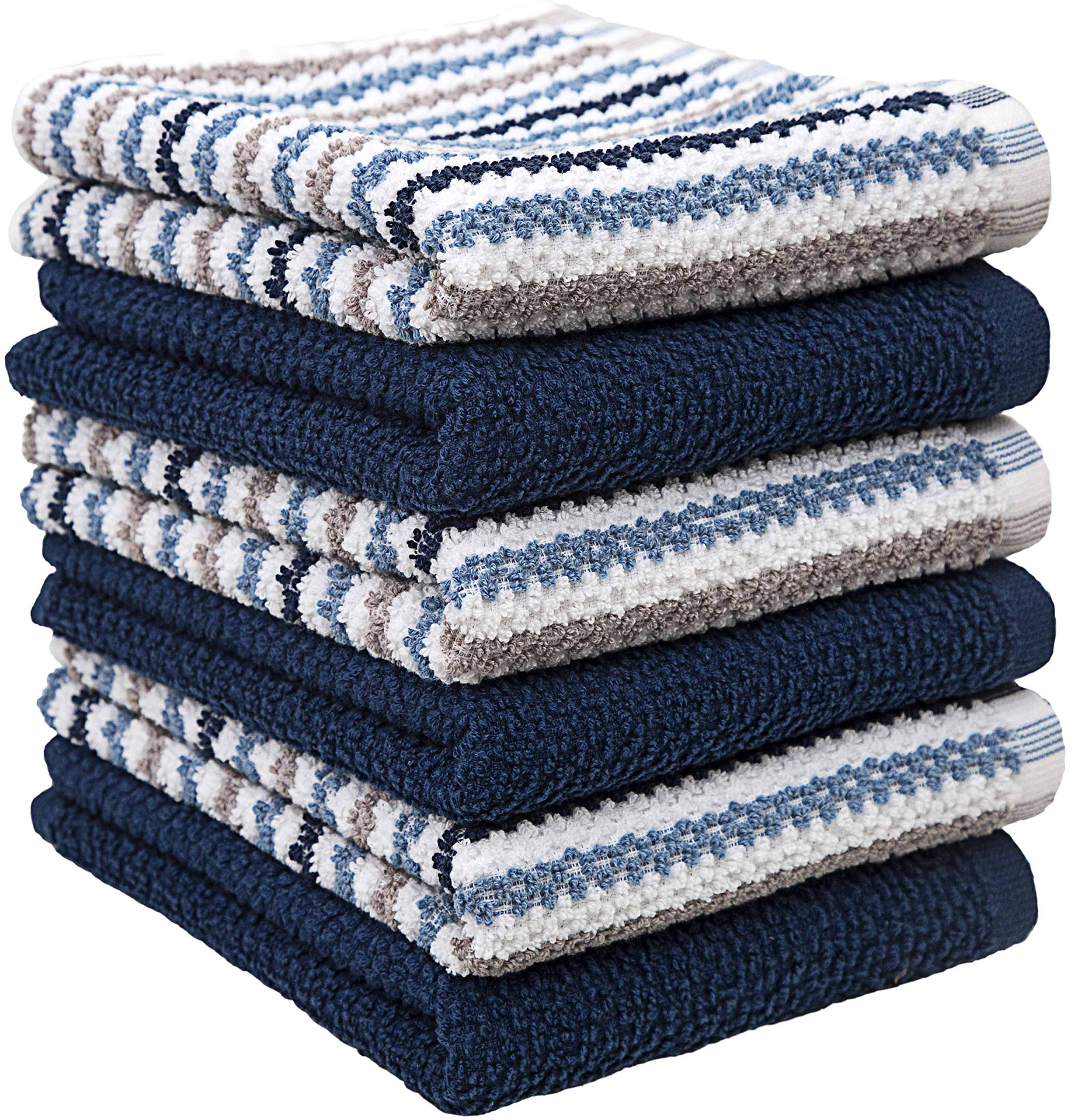Premium Kitchen Towels (16   X 26   , 6 Pack) | Large Cotton Kitchen Hand Towels | Popcorn Striped Design | Dish Towels | 430 Gs