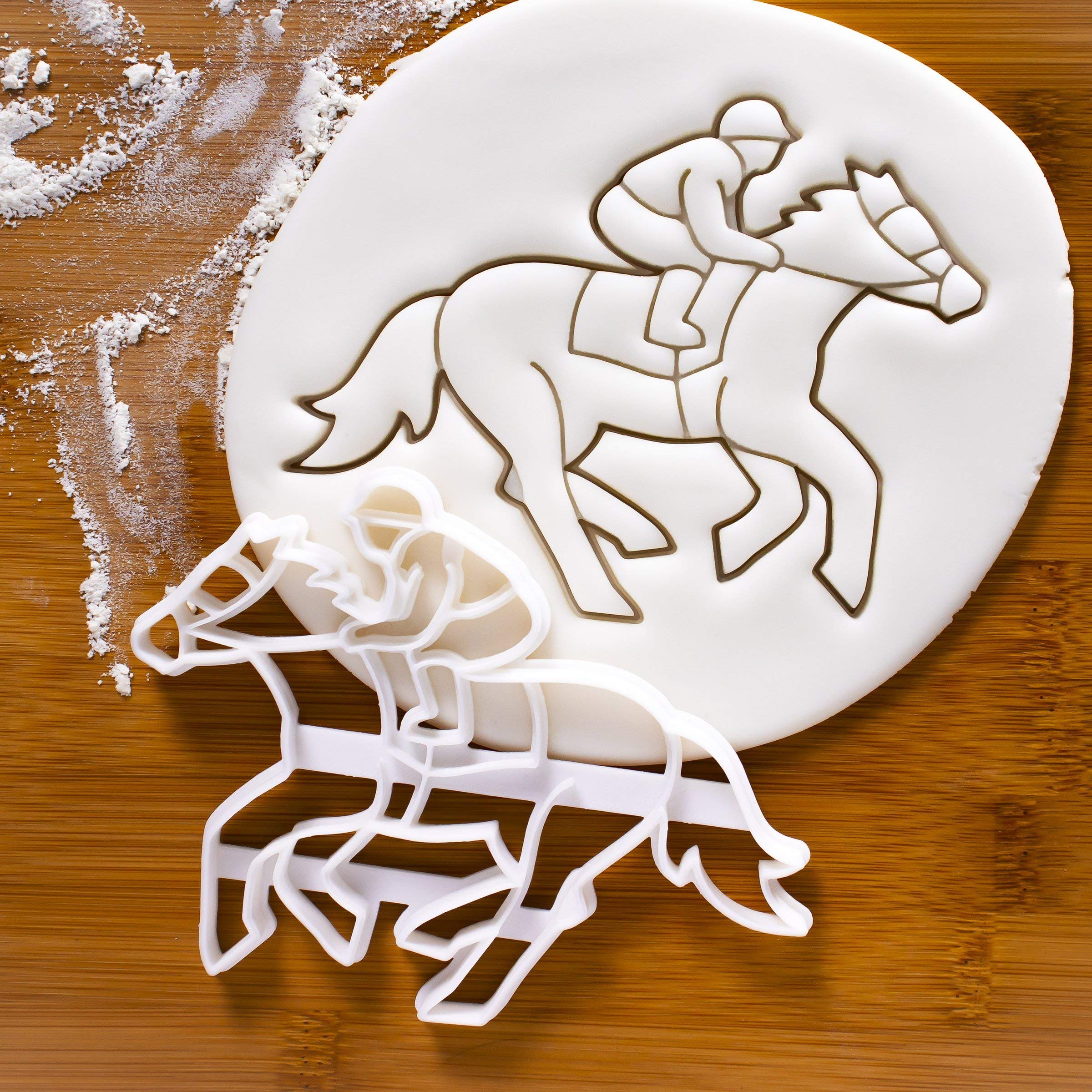 Set Of 2 Jockey Cookie Cutters (Designs: Jockey And Horse Shoe), 2 Pieces - Bakerlogy