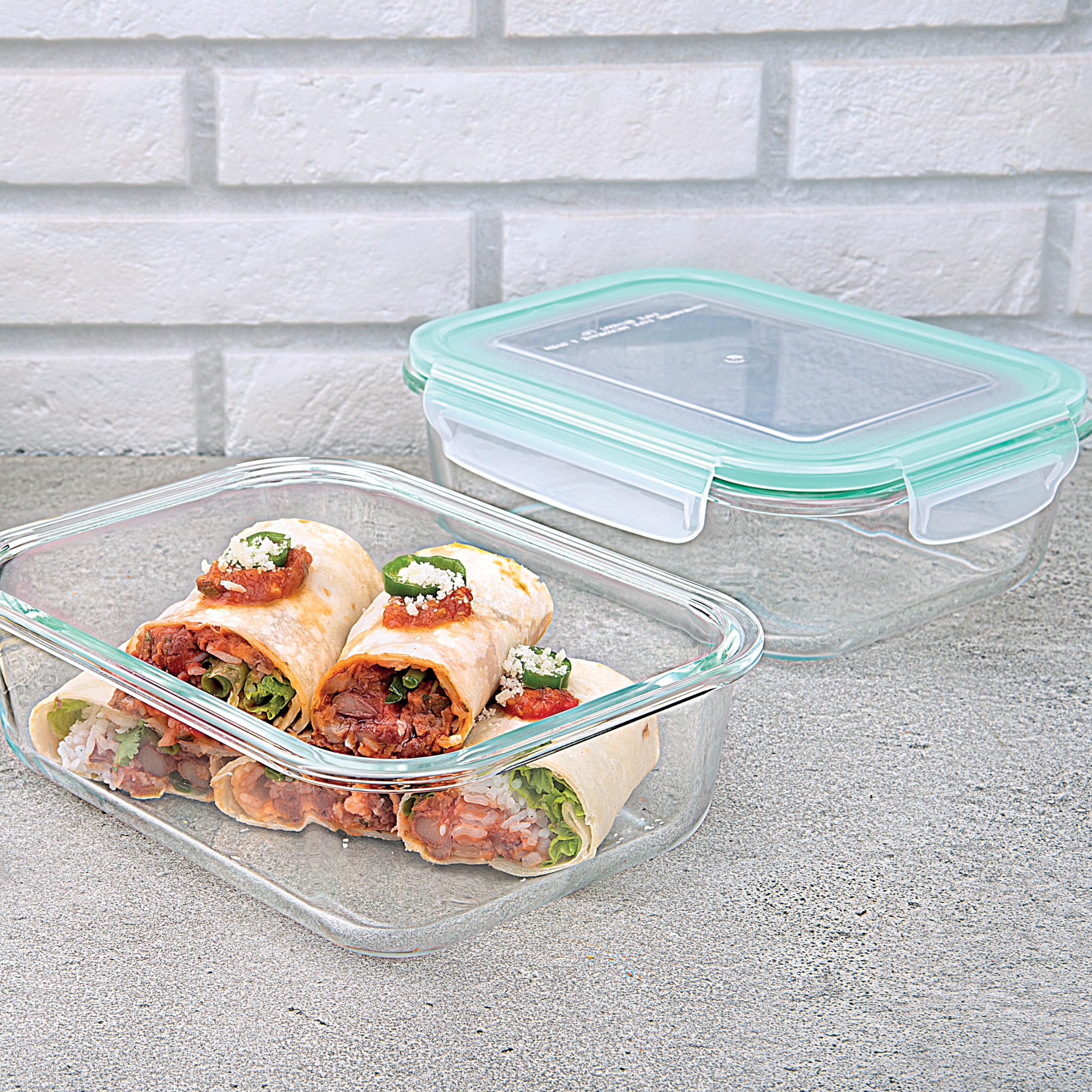 La Opala Cook Serve Store 100% Borosilicate Glass Storage Container | Clip N Store With AirTight Snap Lid | Rectangle 1.05 L | 