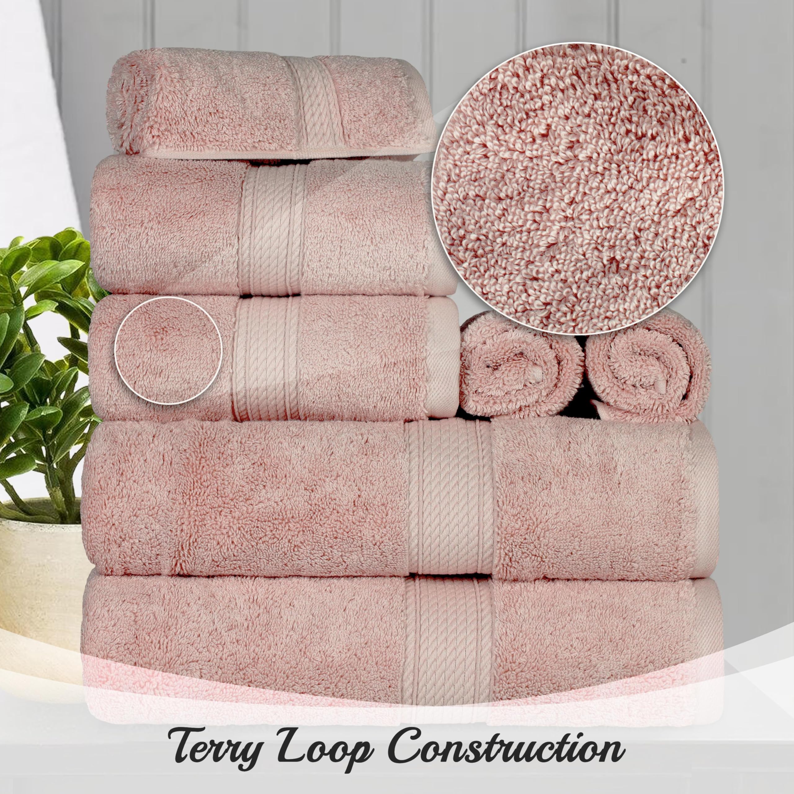 Superior Egyptian Cotton Pile 3-Piece Towel Set, 1 Bath, 1 Hand, 1 Face Towel/Washcloth, Heavyweight, Ultra Soft Luxury Towels,