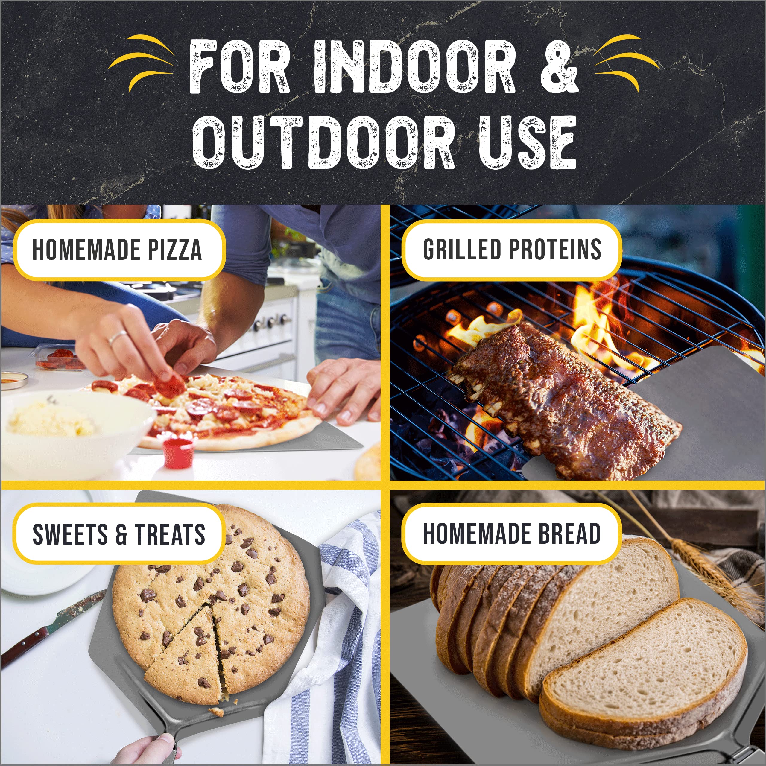 Checkered Chef Pizza Peel - Extra Large, Stainless Steel Metal Pizza Paddle With Folding Handle, Outdoor Pizza Oven Accessories