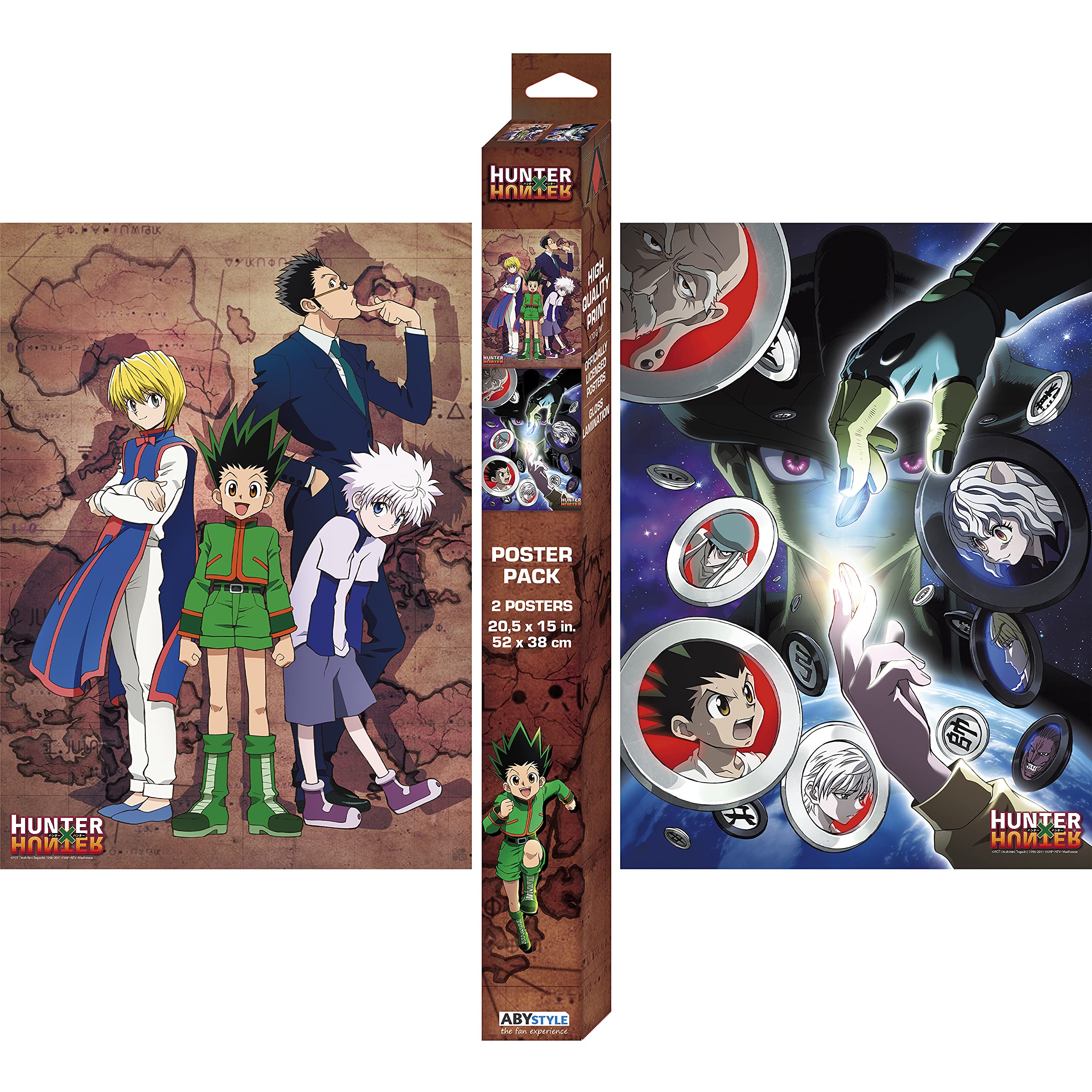 Abystyle Hunter X Hunter Boxed Poster Set Includes 2 Unframed Mini Posters 15'' X 20.5'' Featuring Gon, Killua, Leorio, Kurapika