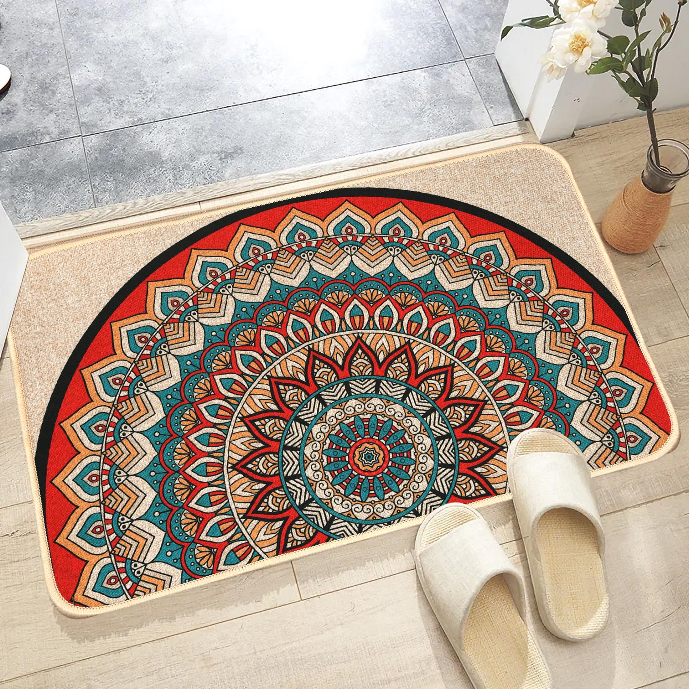 Cortina Printed Heavy Duty Non Slip Rubber Back With Linen Surface Doormat |Essential Small Rug For Office, Bedroom & Kitchen,Ba