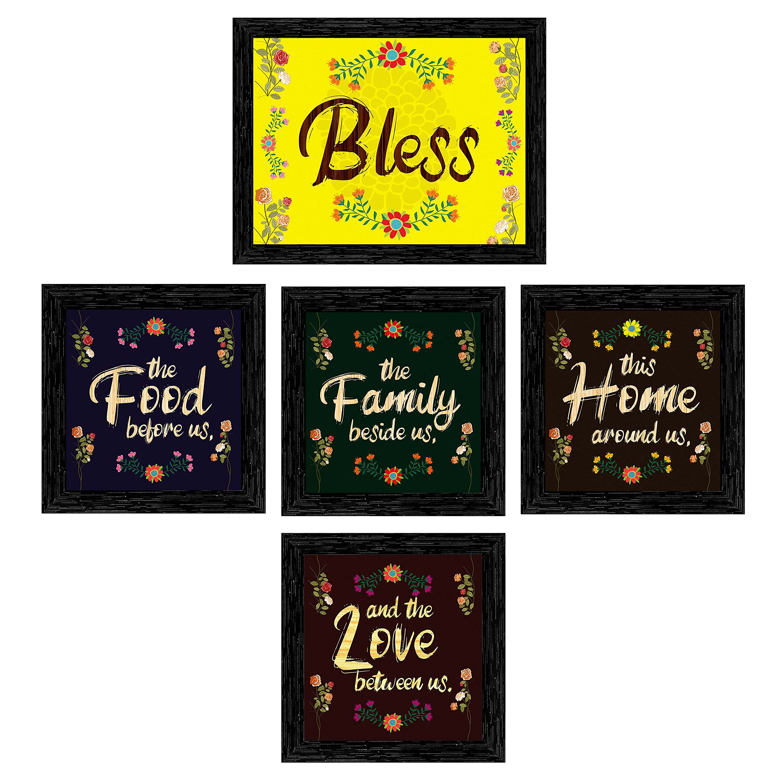 Indianara Motivational Quote Framed Wall Hanging Laminated Painting, 9.5 Inch X 9.5 Inch, Multi, Set Of 4 (Style 7)