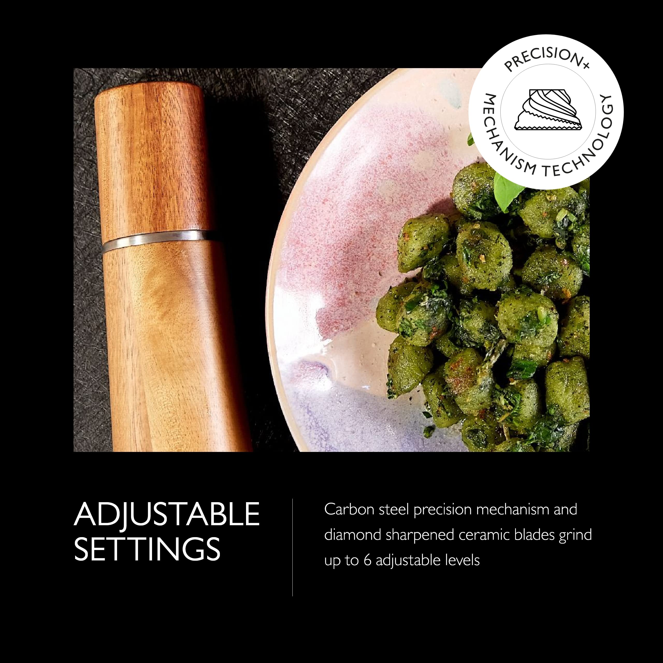 Cole & Mason Marlow Wood Mill Set - Balanced Salt And Pepper Grinders - Refillable Spice Tools - Adjustable Salt And Peppercorn