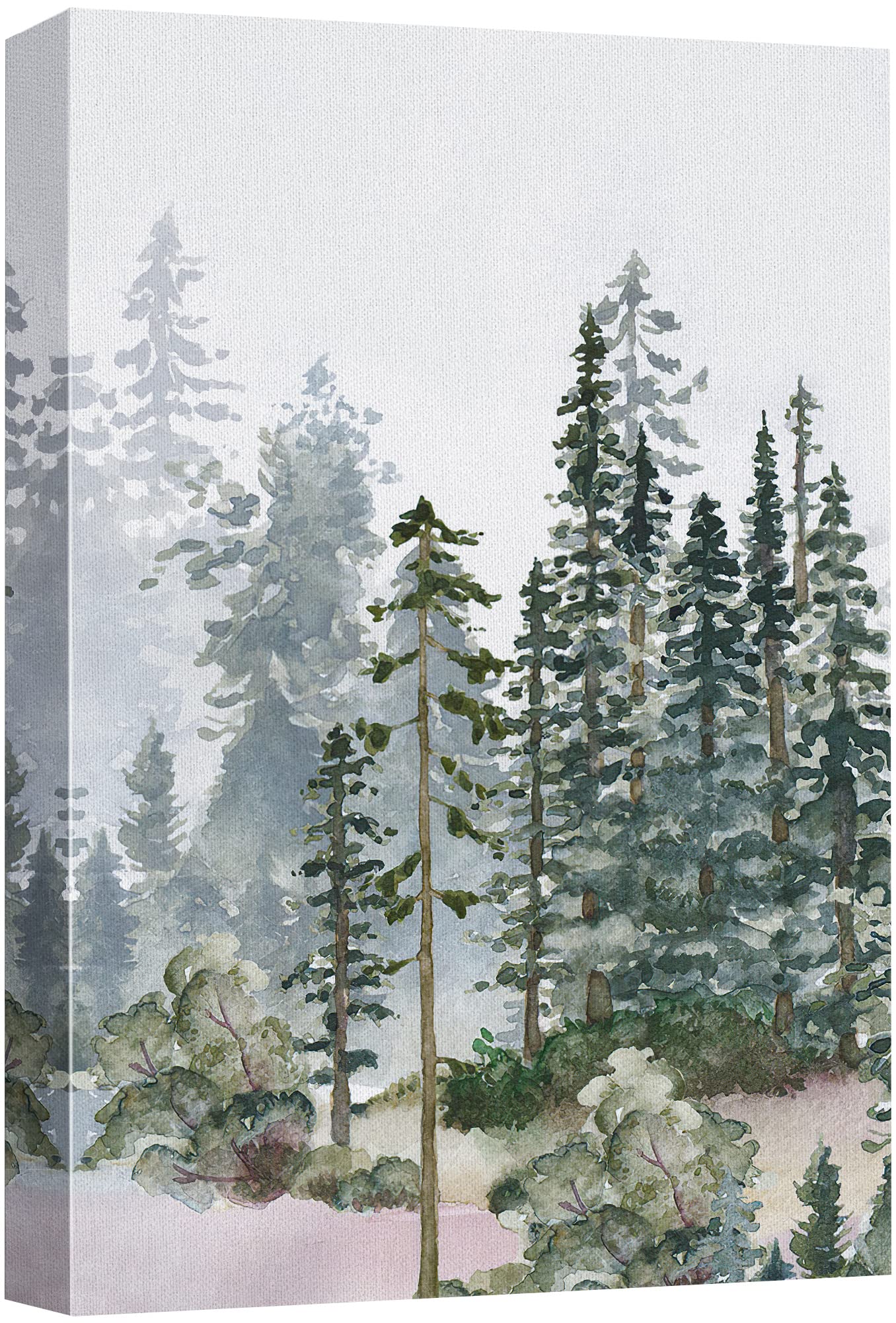 Signwin Canvas Print Wall Art Woodland Nursery Decor Autumn Pine Tree Watercolor Forest Nature Illustrations Modern Art Decorati