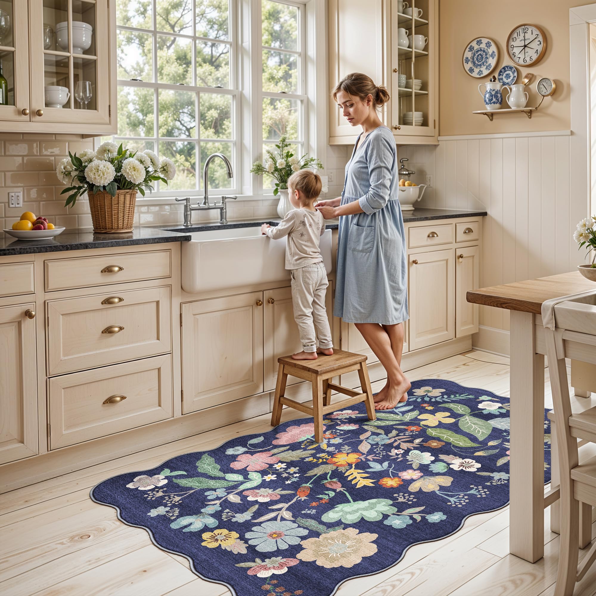 Washable 3x5 Entryway Area Rugs: Ultra Soft Low Pile Carpet for Kitchen Nursery Indoor Light-Weight Doormat Anti-Slip Thin Water