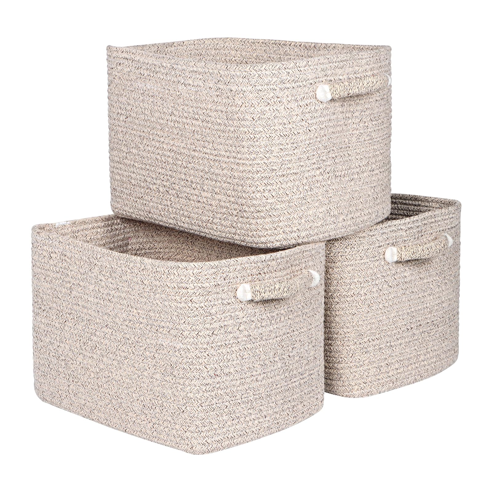 Kntiwiwo Storage Baskets For Organizing 15   X11   X10    Rope Storage Baskets For Shelves With Handles, Decorative Closet Baske