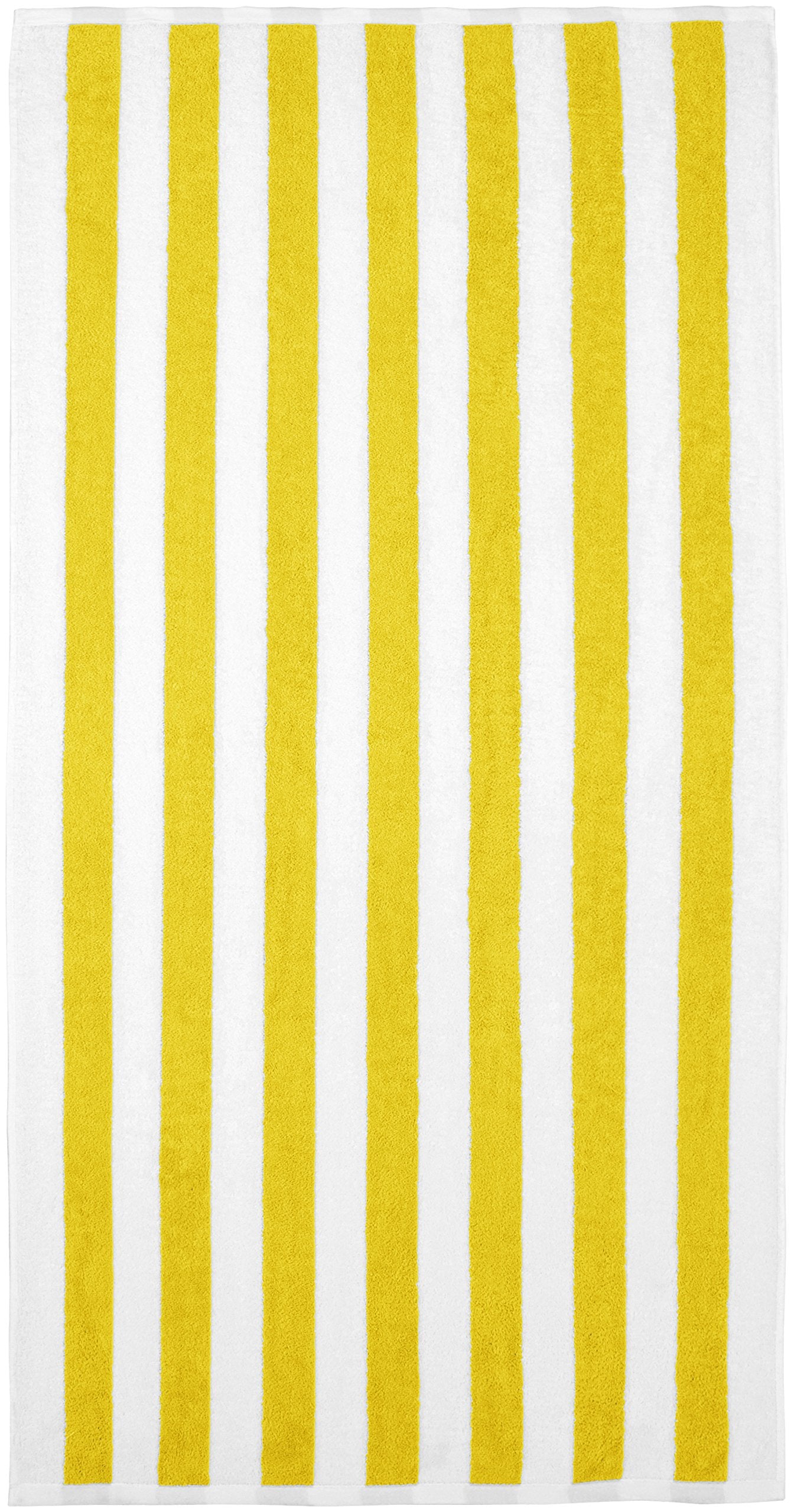 Amazon Basics 100% Cotton Terry Cabana Stripe Pool & Beach Towels, Soft & Absorbent, Large, 2-Pack, Yellow, 30 x 60