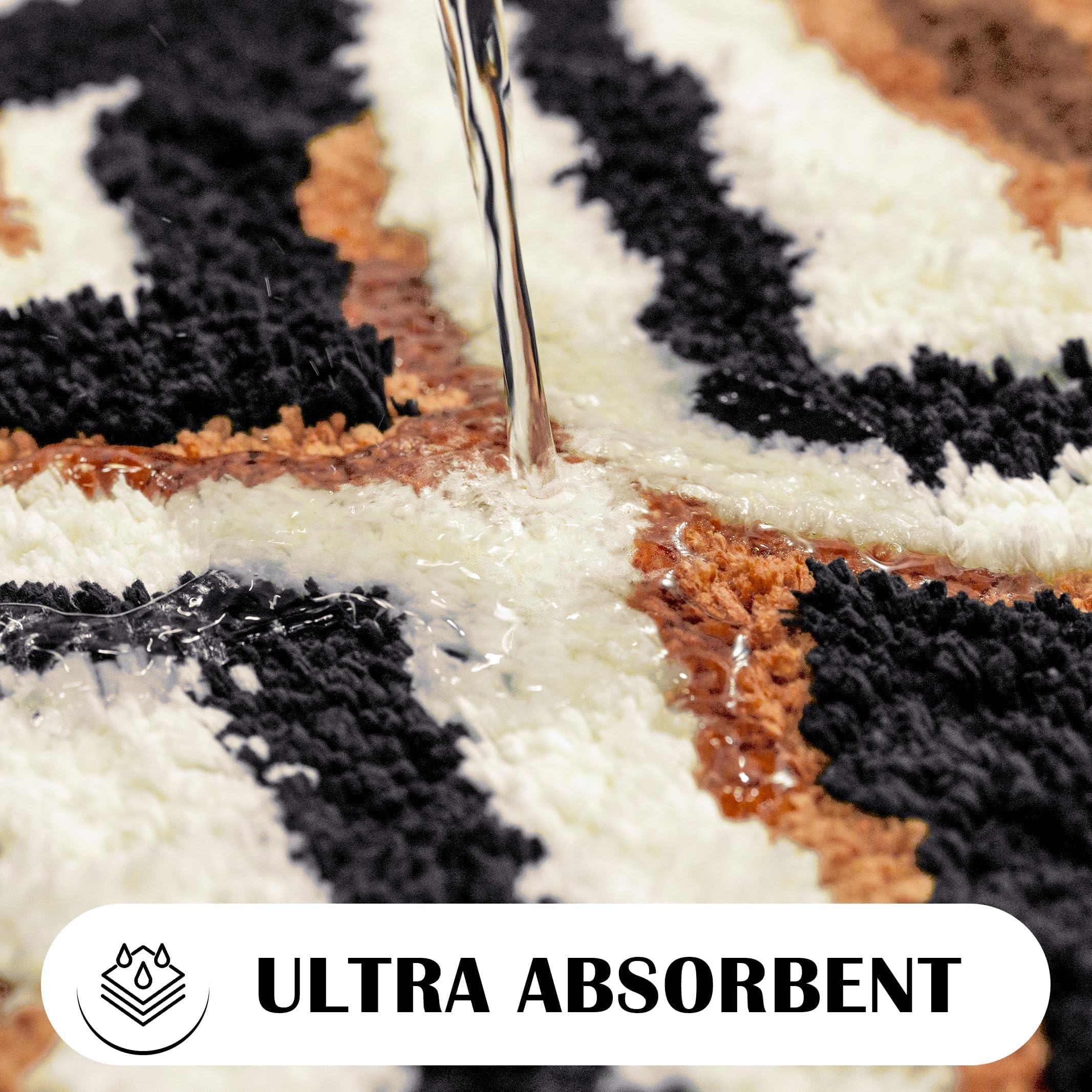 Tyrot Black Boho Bathroom Rugs Non Slip Washable Western Aztec Bath Mats Rugs For Bathroom Floor Fluffy Plush Soft Absorbent Far