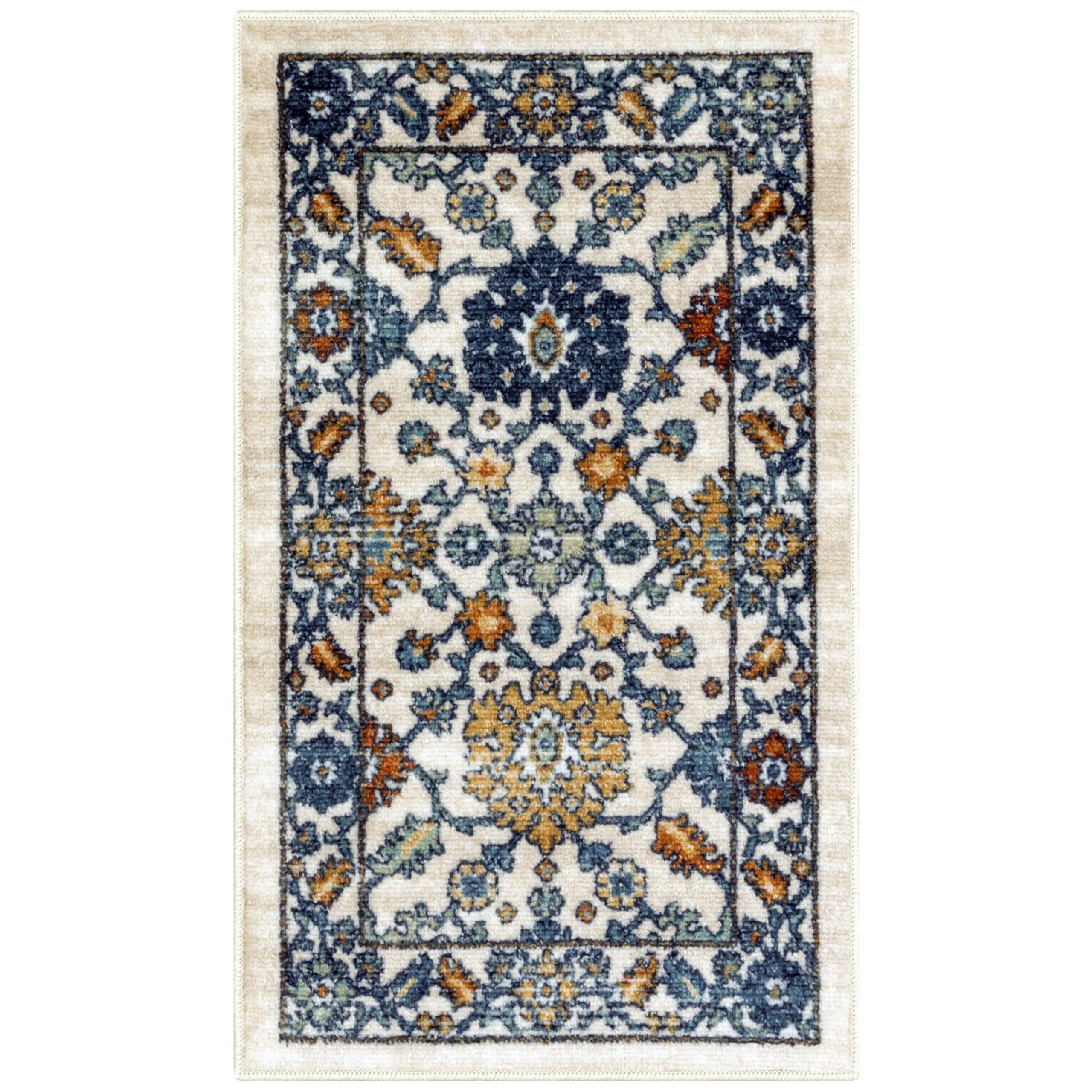 Maples Rugs Benton Oriental Area Rugs - Made in USA - Washable, Non-Slip, Low Profile Indoor Rug for Entryway, Foyer, Kitchen, a