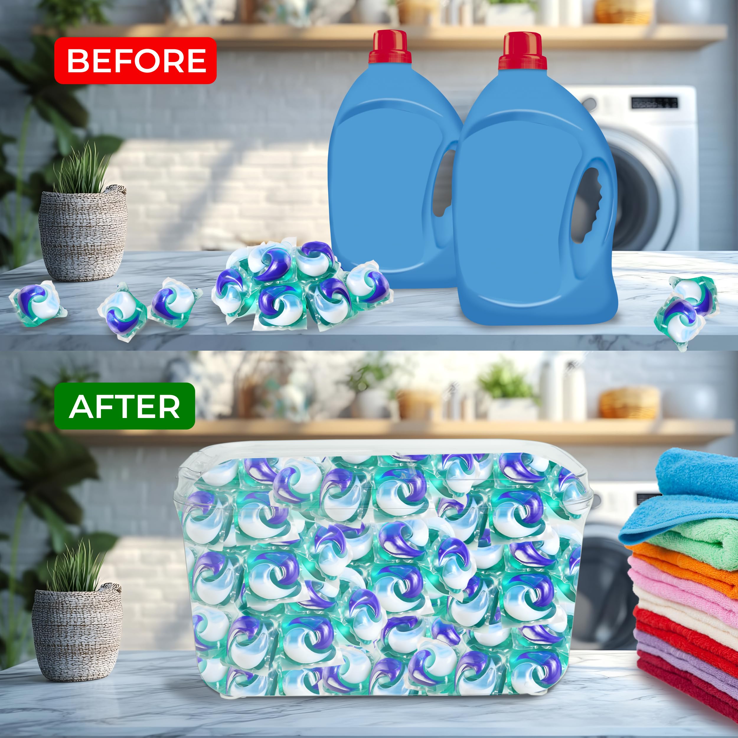 Skywin Laundry Pod Container With Lift Up Lid - Laundry Pod Storage Container For Laundry Room Container Organization Great As L