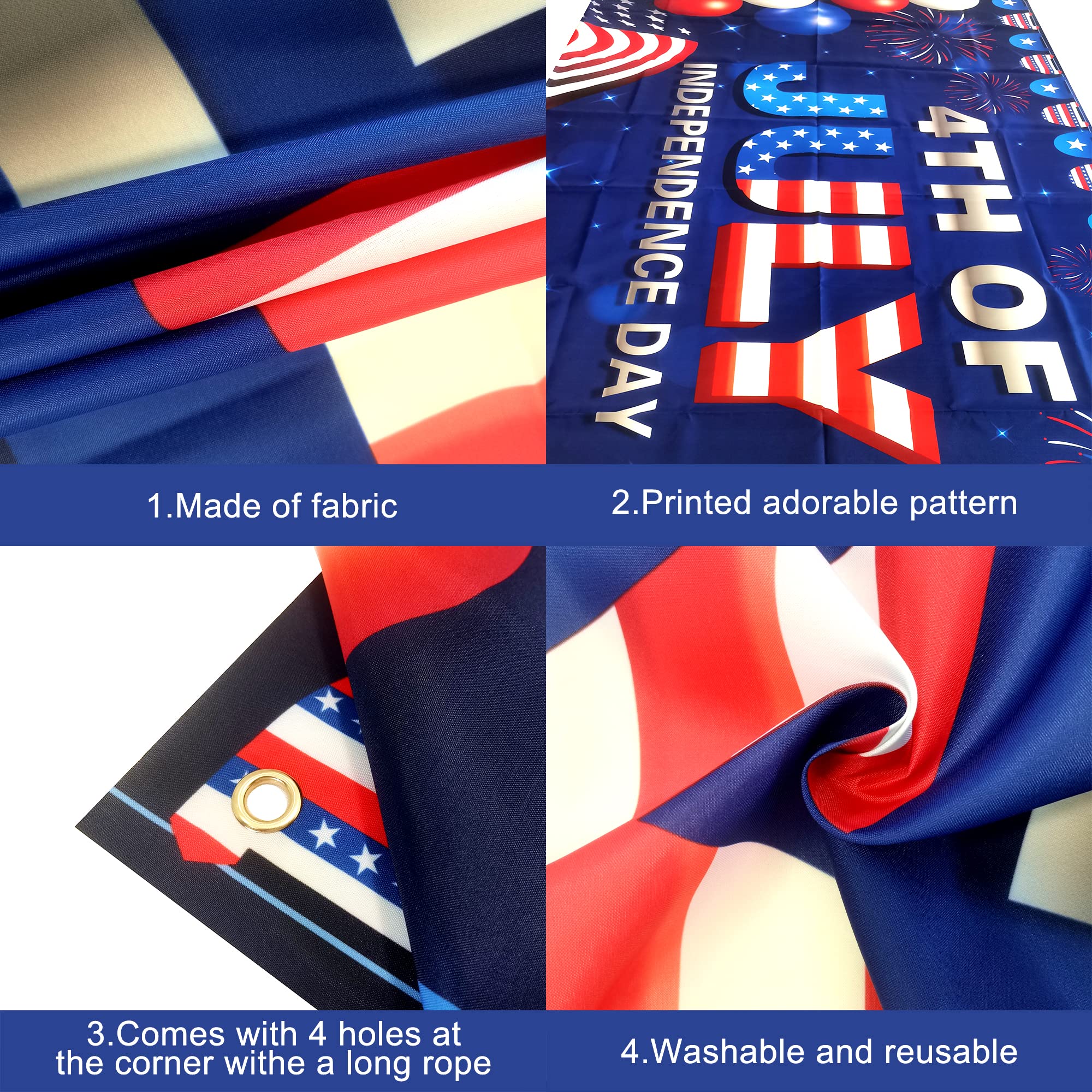 Katchon, Xtralarge 4Th Of July Banner - 72X44 Inch | 4Th Of July Backdrop For 4Th Of July Decorations | Independence Day Decorat