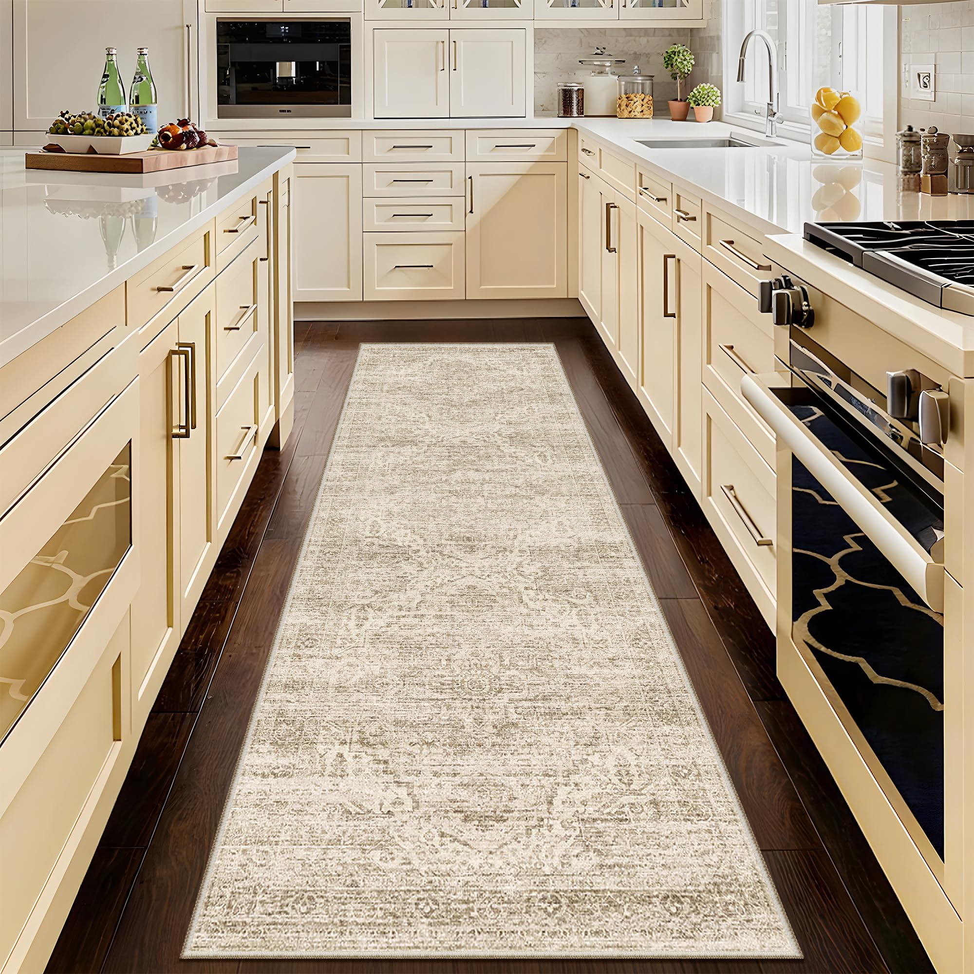 Kitchen Runners Rug 2.5x8 with Non-Slip Backing,Vintage Washable Runner Rugs for Hallways, Ultra-Thin Hallway Rug Runners, Soft 