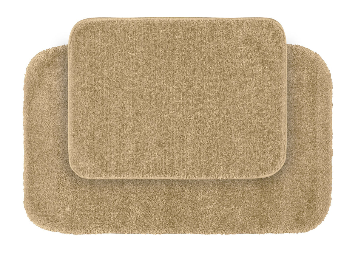 Garland Rug 2-Piece Traditional Nylon Washable Bathroom Rug Set, Linen