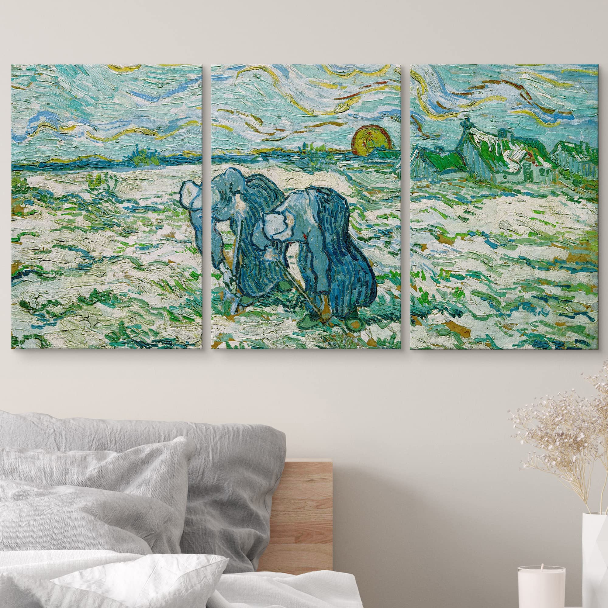 Wall26 Canvas Print Wall Art Set Two Peasant Women Digging In Field Vincent Van Gogh Classical Illustrations Fine Art Decorative
