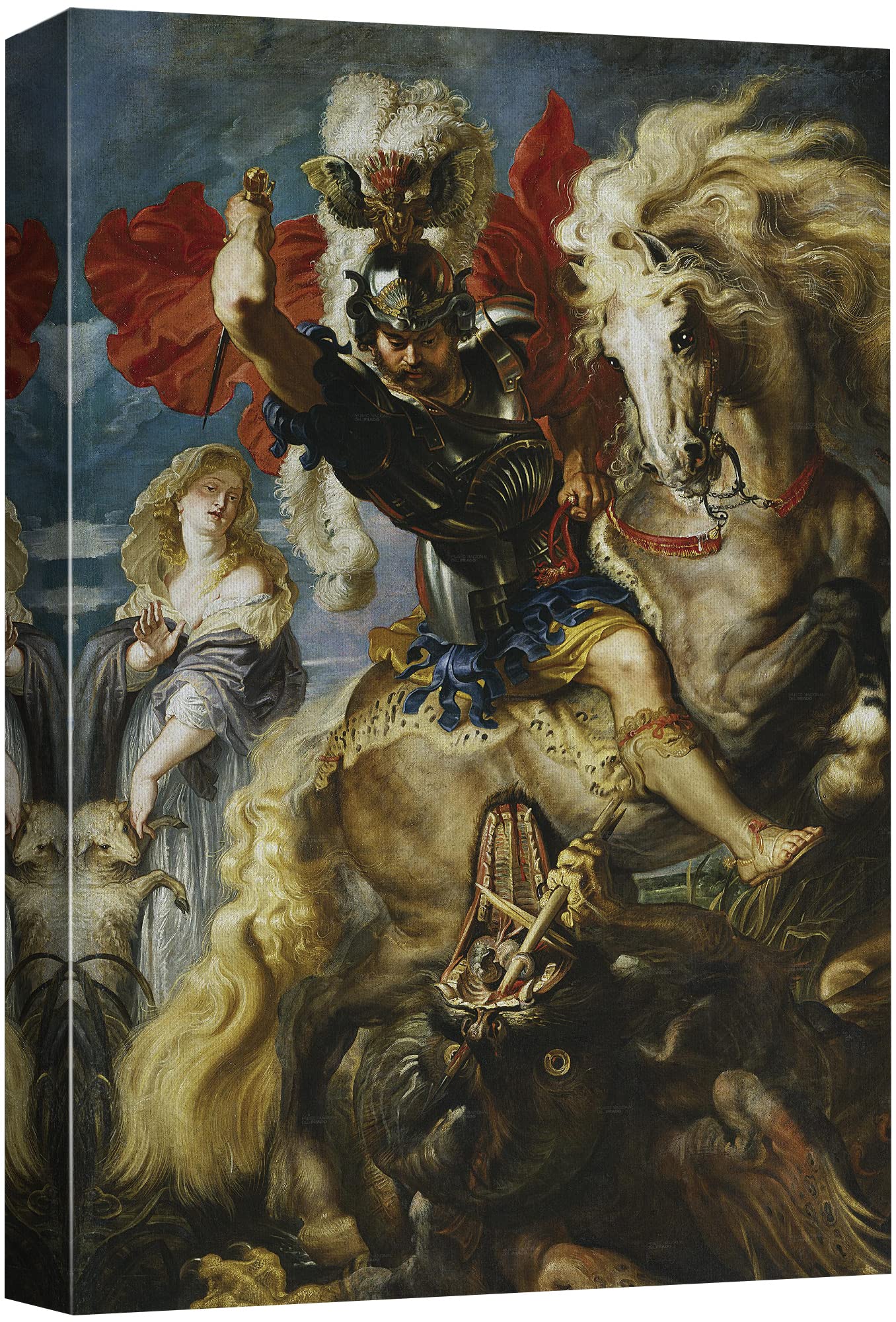 Wall26 - Oil Painting Of St George Fighting The Dragon By Peter Paul Rubens In 1606-10 - Baroque Style - Saint, Catholic - Canva