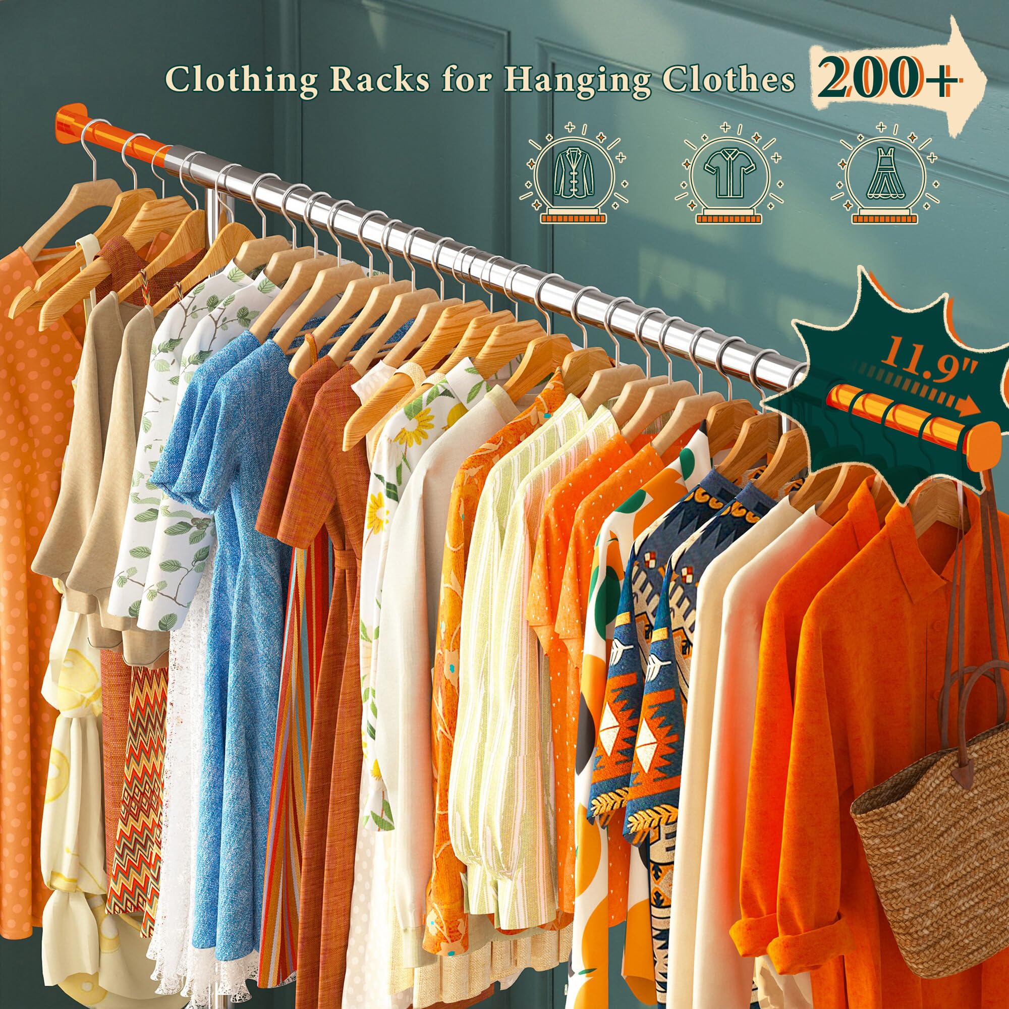 Raybee Clothes Rack Heavy Duty Clothing Rack Load 485LBS Commercial Grament Rack Heavy Duty Rolling Clothes Racks for Hanging Clothes Rack  Collapsible & Portable Clothing Rack with Wheels