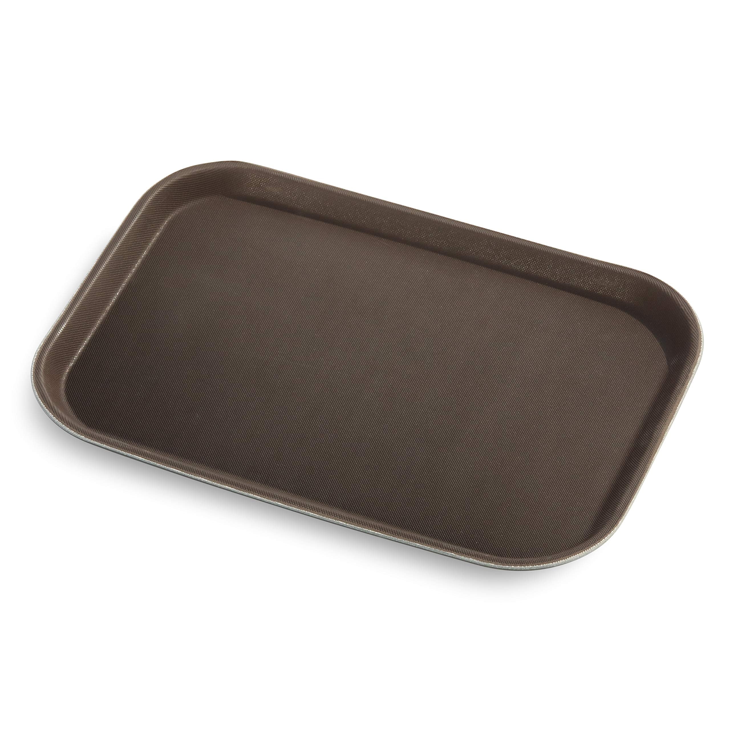 New Star Foodservice 24883 Restaurant Grade Non-Slip Tray, Plastic, Rubber Lined, Rectangular, 10-Inch X 14-Inch, Brown