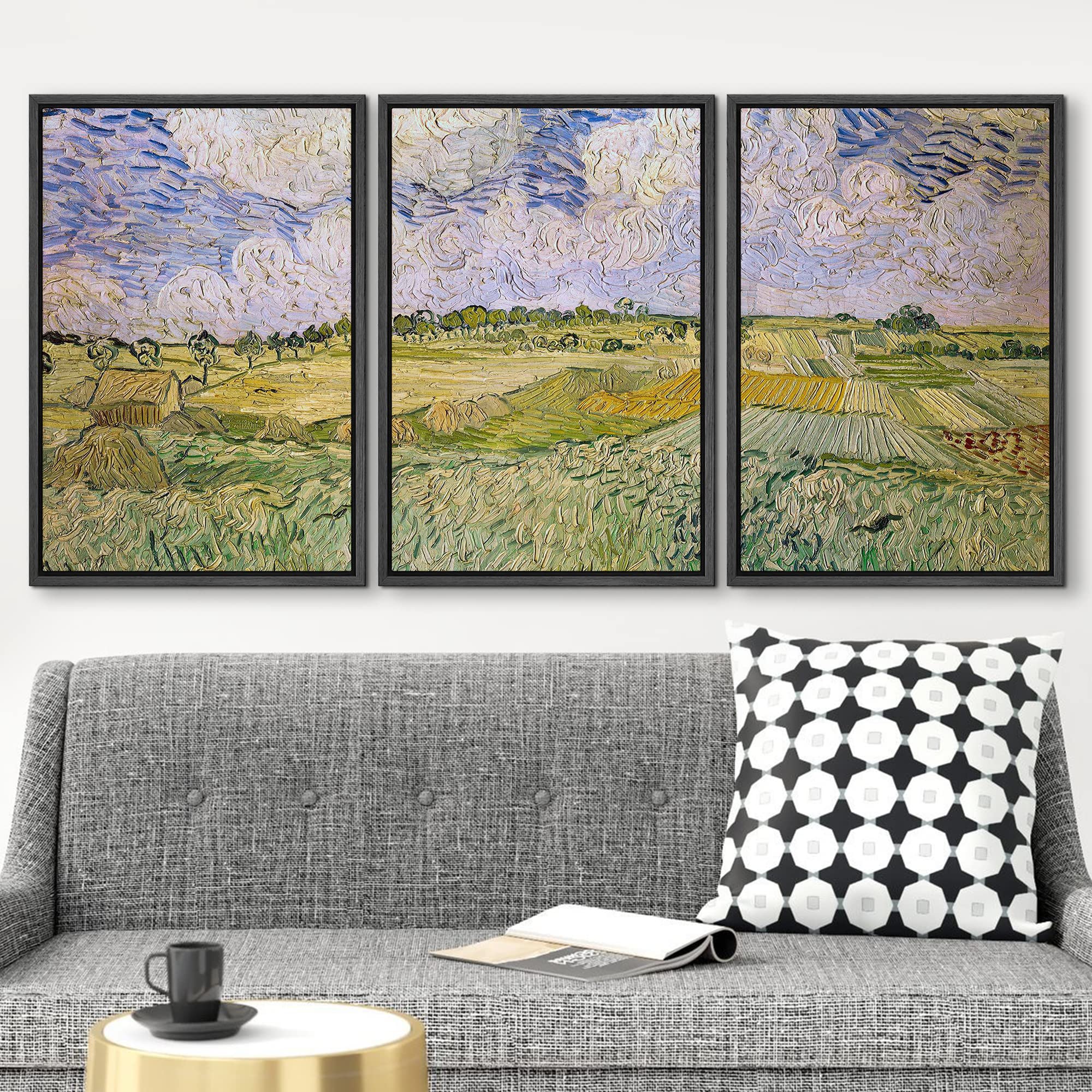 Wall26 Framed Canvas Print Wall Art Set Plain Of Auvers Vincent Van Gogh Classical Illustrations Fine Art Decorative Historic Fo